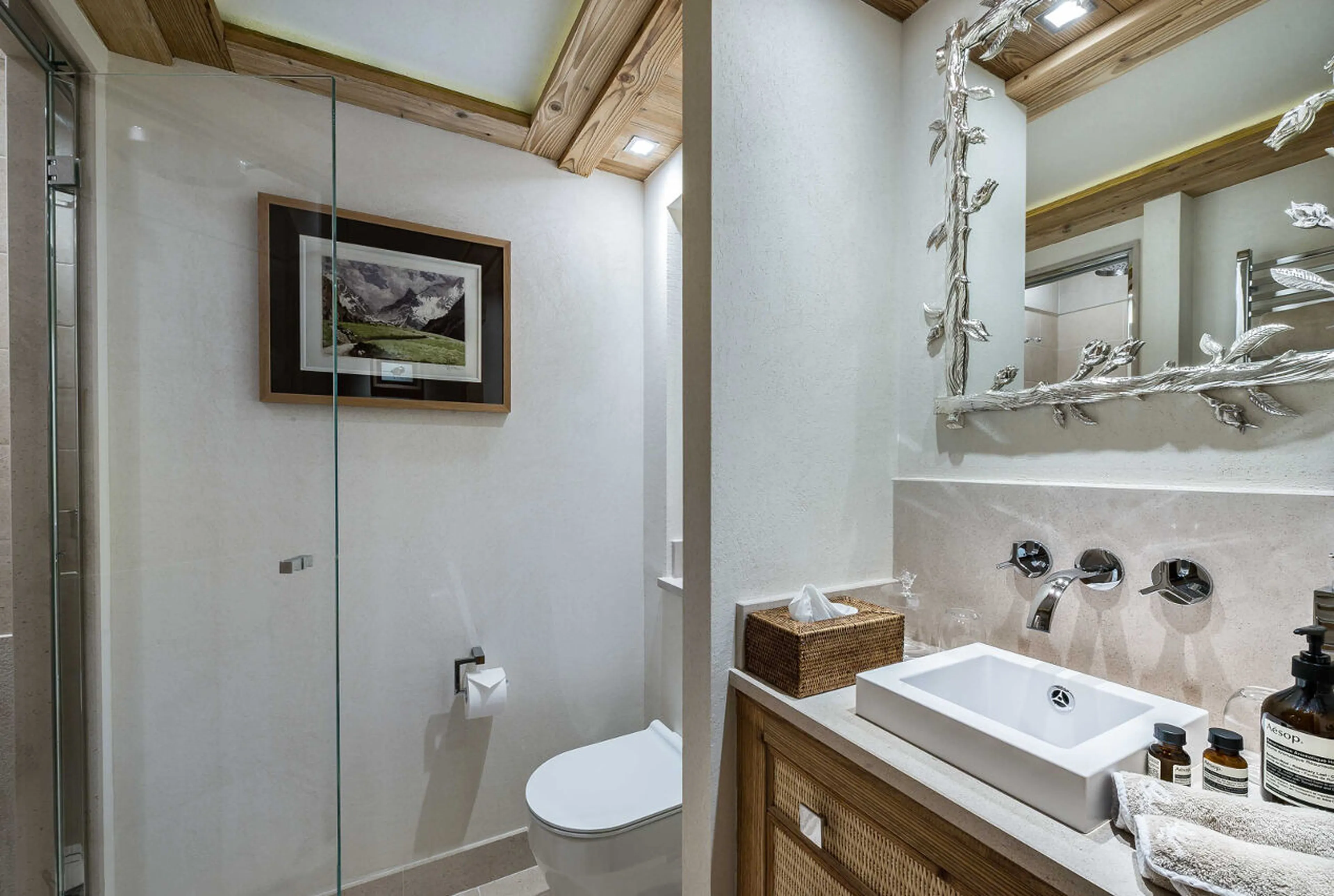 En suite shower room with single basin in Chalet Les Bastidons  in Courchevel 1850