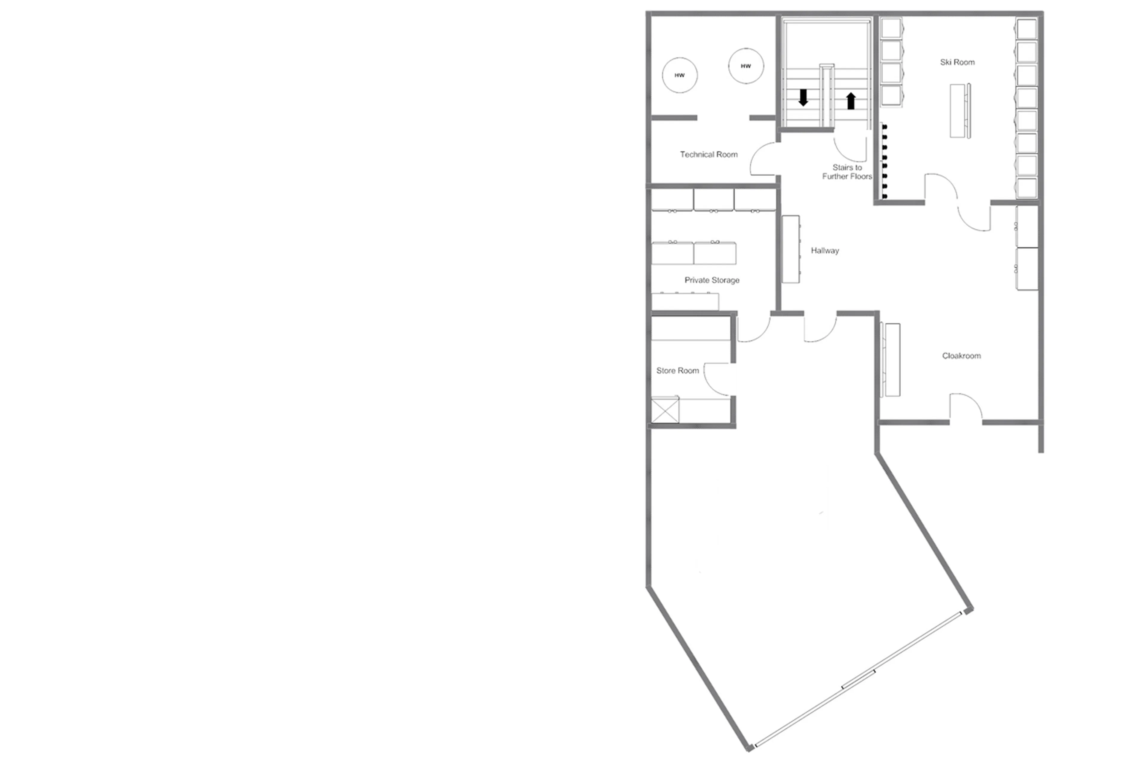 Level 0 floor plan of Chalet Les Etrennes in Verbier