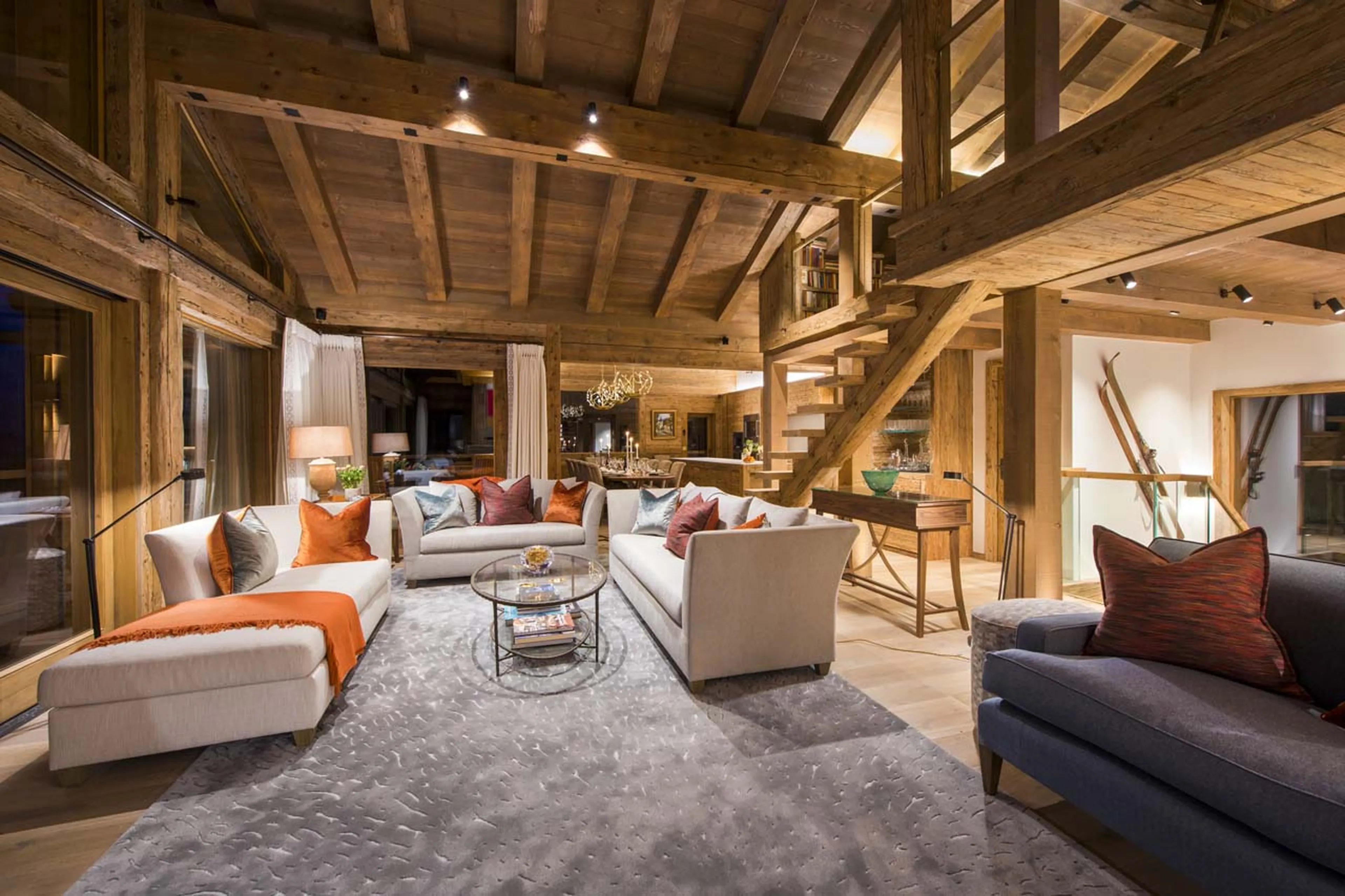 Sofas in living room of Chalet Les Etrennes in Verbier