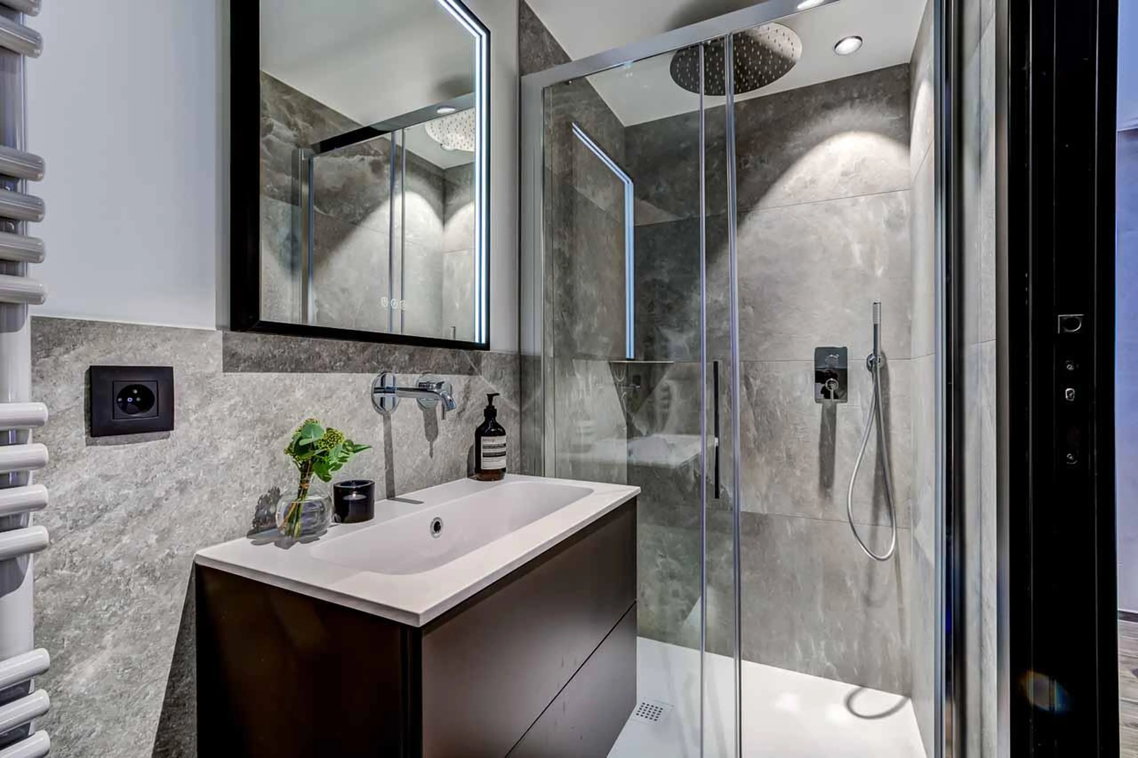 Shower room at Chalet Les Melezes in Chamonix