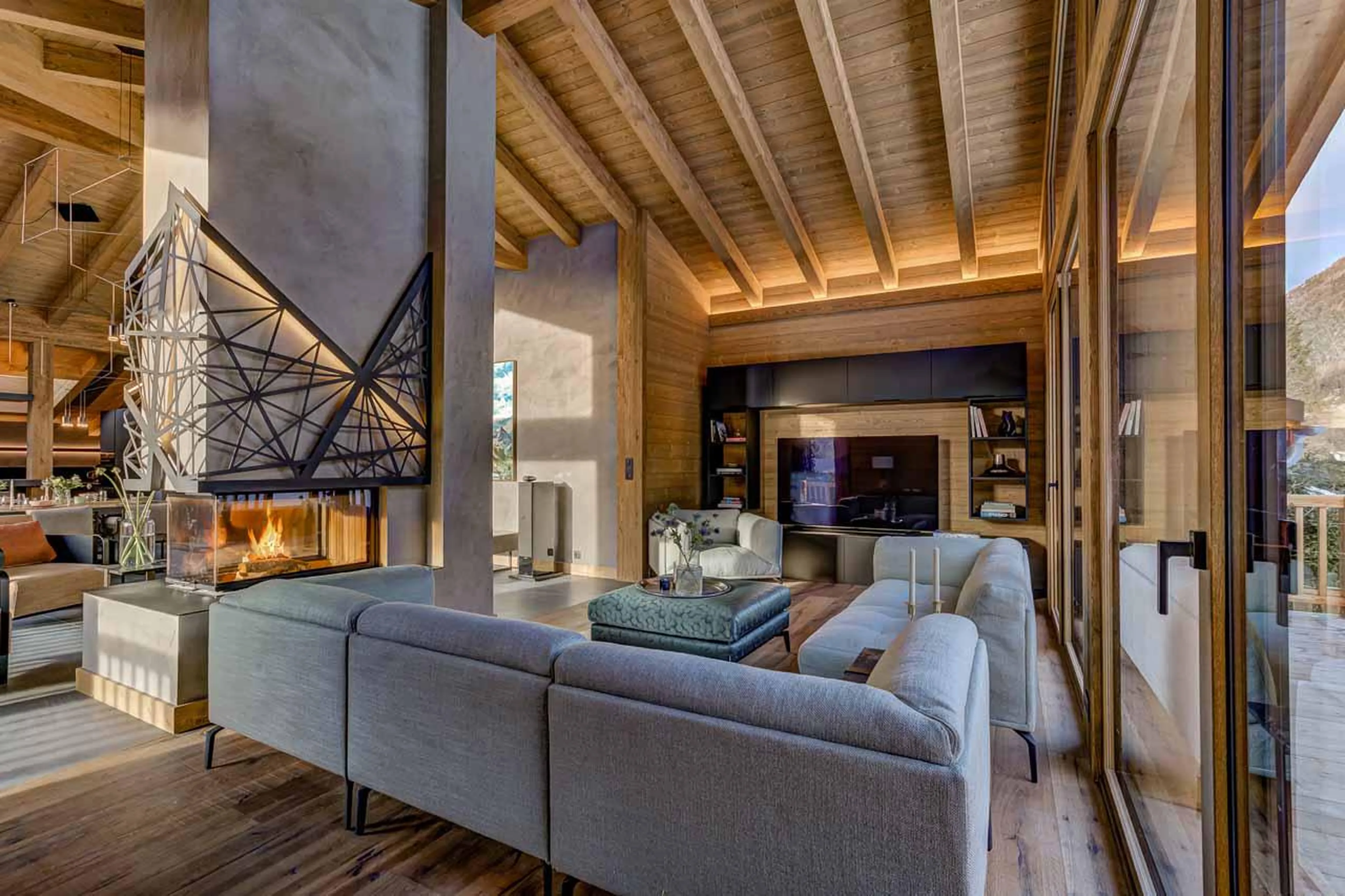 Living area at Chalet Les Melezes in Chamonix