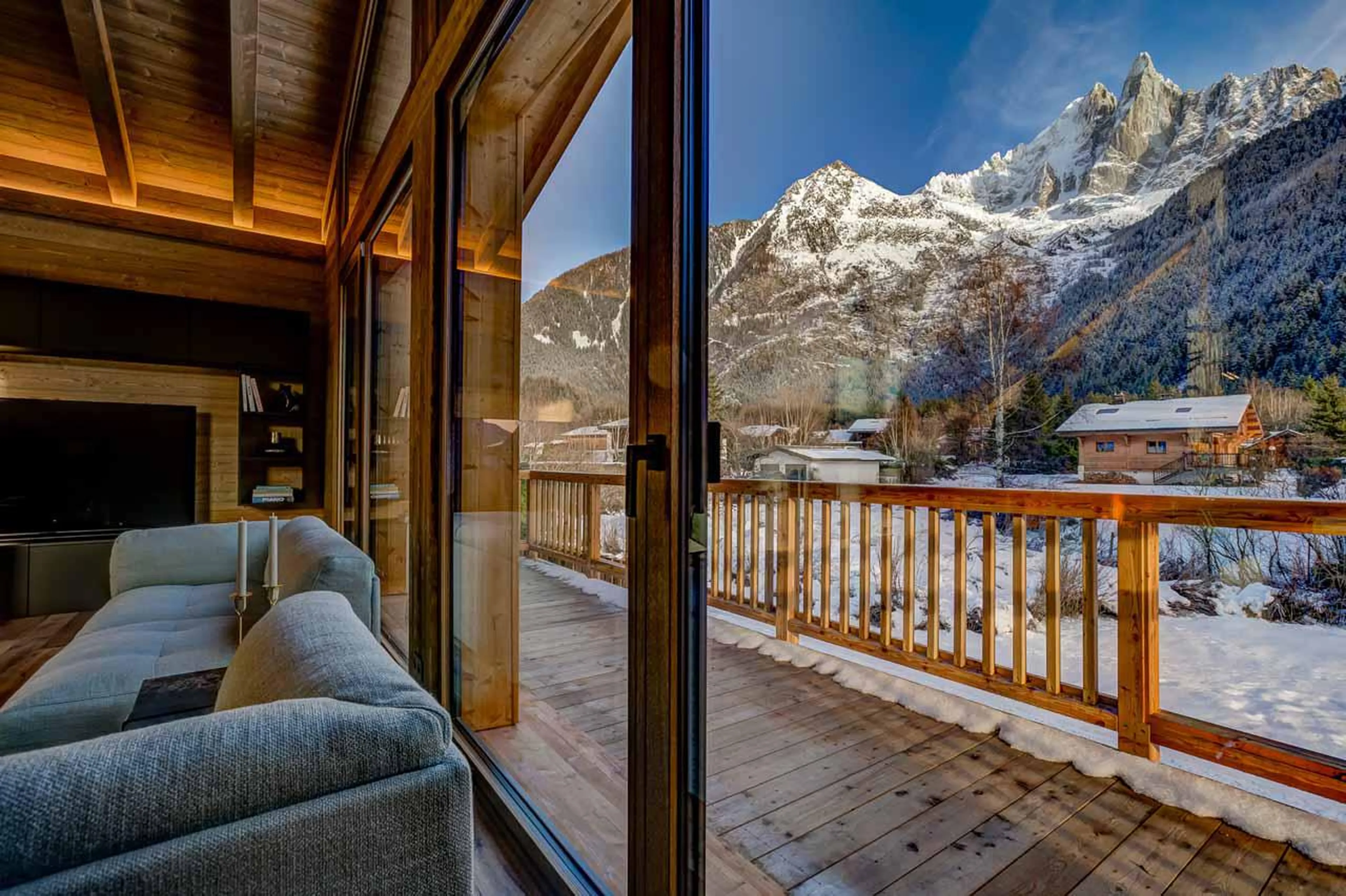 Balcony with mountain views at Chalet Les Melezes in Chamonix