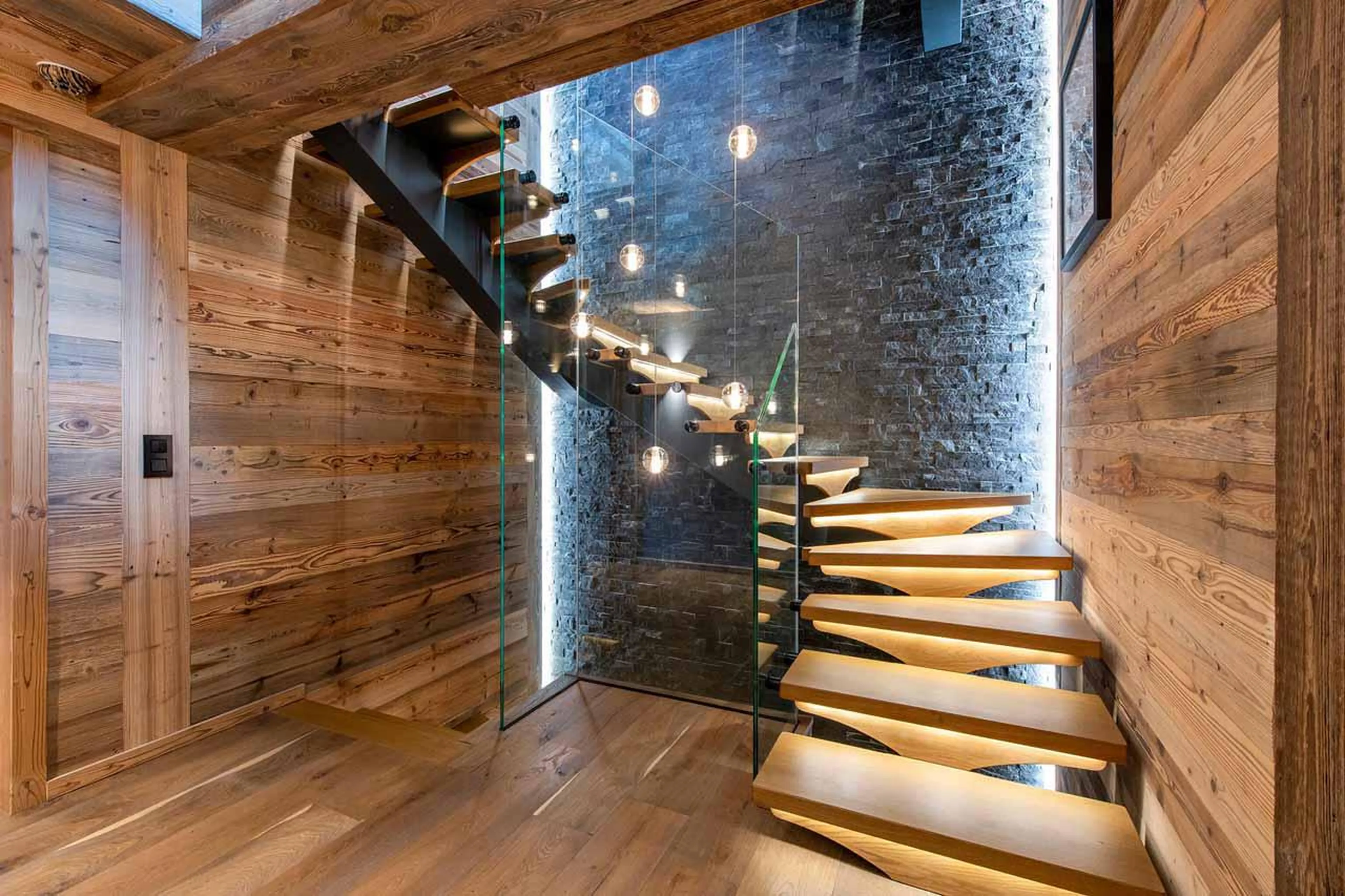 Staircase at Chalet les Sapins in Les Gets