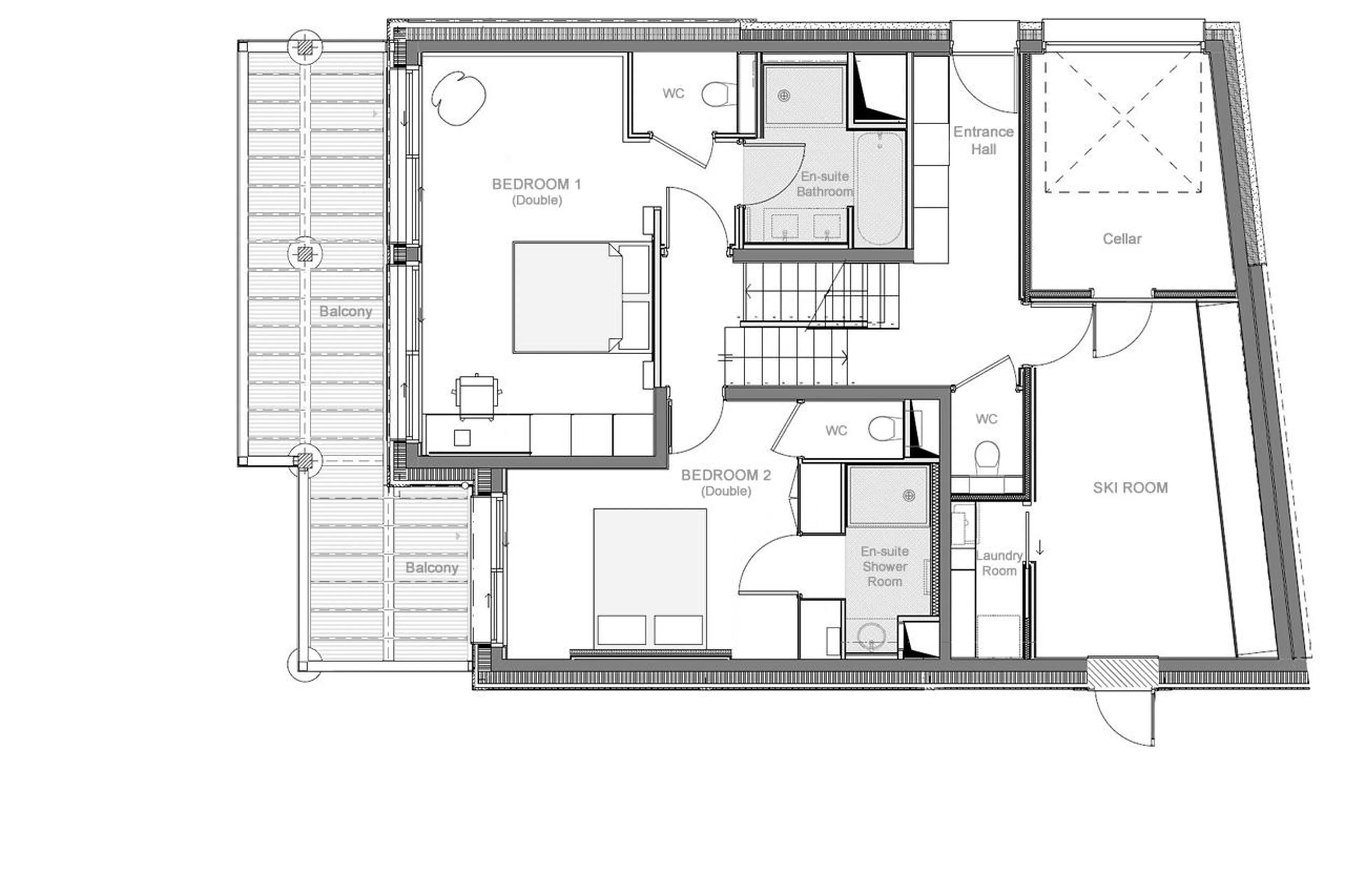 Level 0 floor plan of Chalet Les Sources de la Davie in Tignes