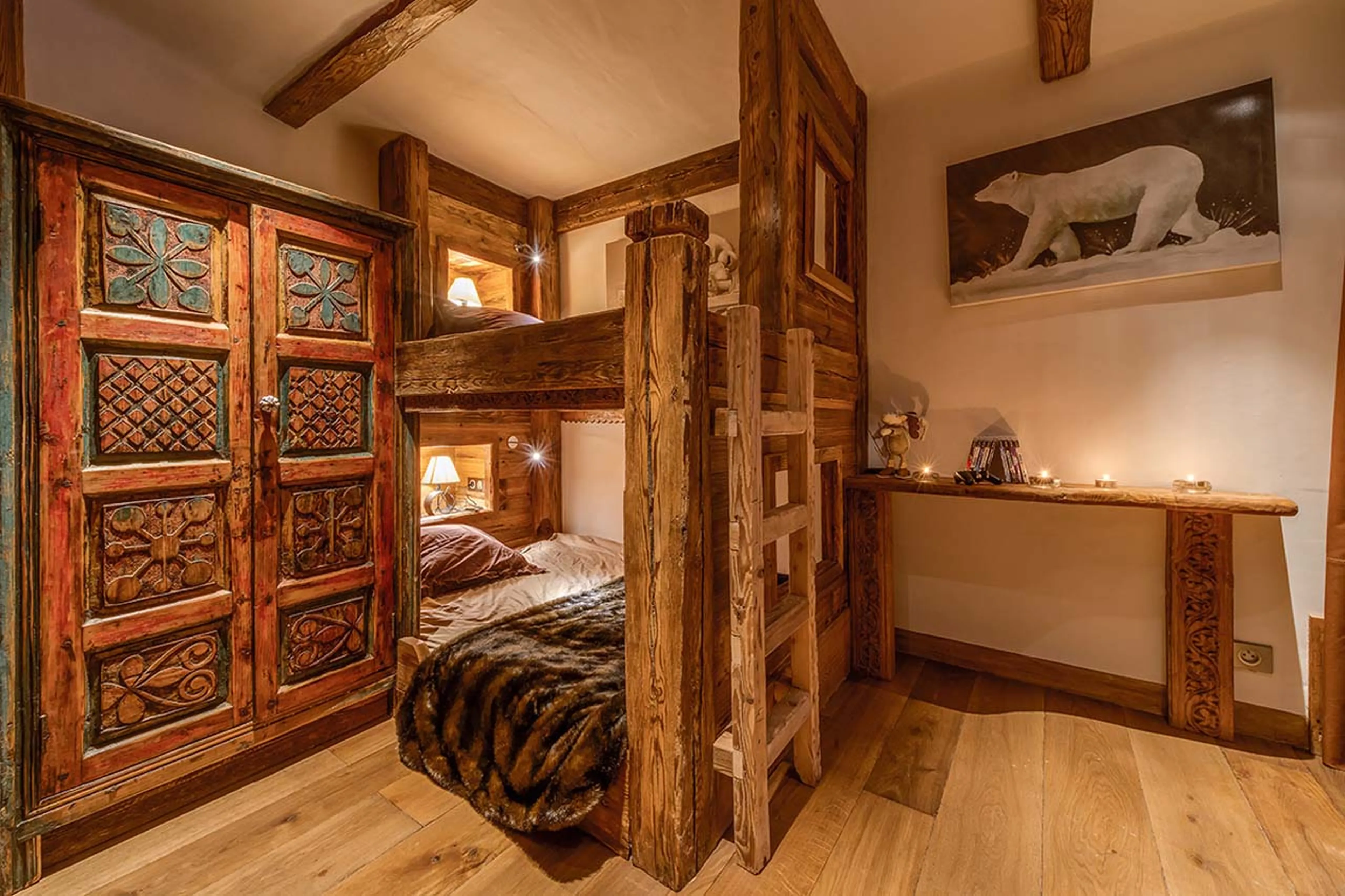 Adjoining children’s bunk bed room for two and with terrace access in Chalet Lhotse in Val d’ Isere