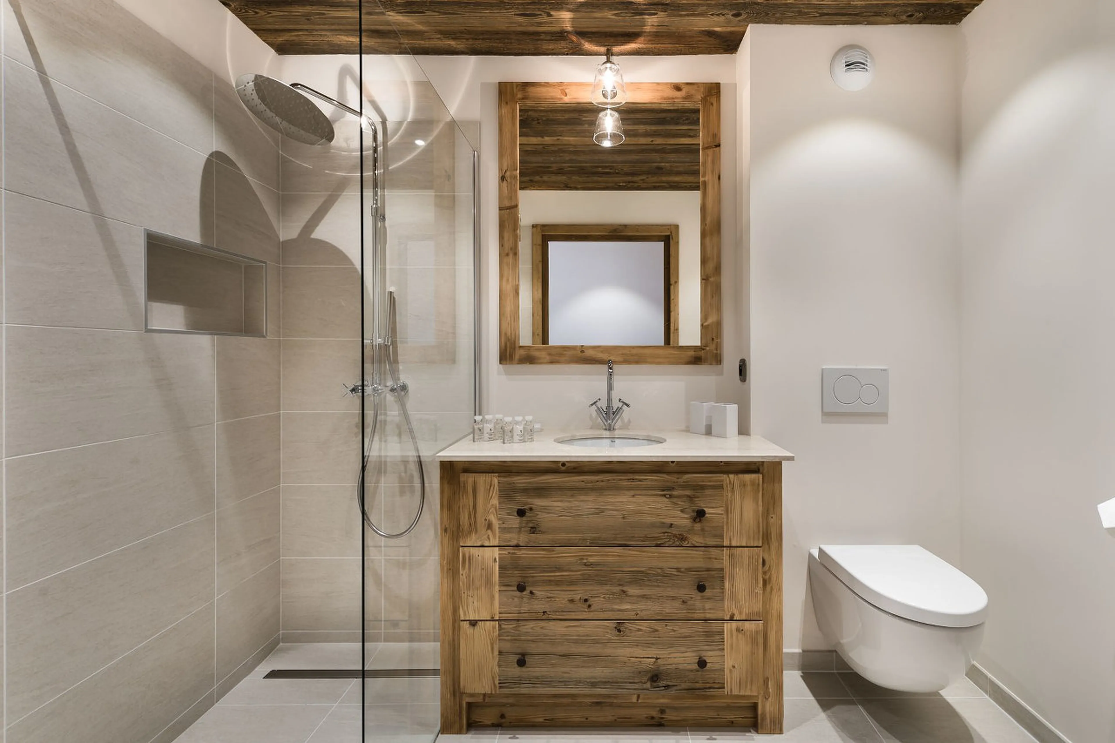 En-suite shower room in Chalet Libellule in Courchevel 1650