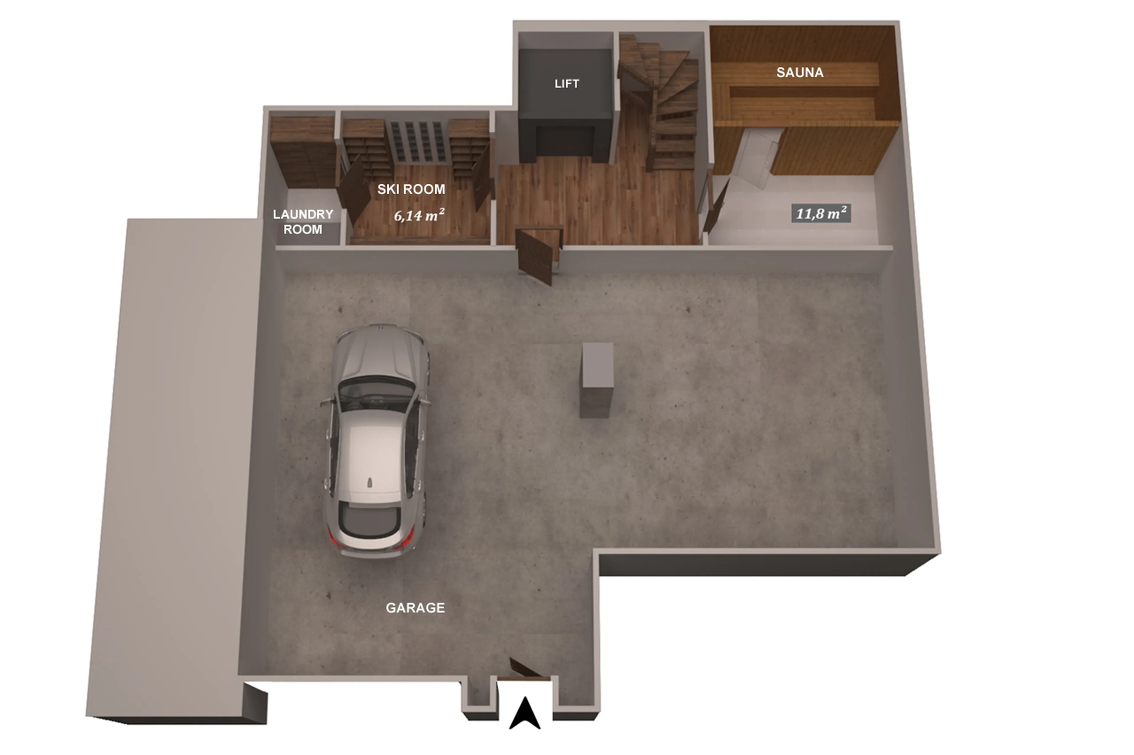 Level 0 floor plan of Chalet Libellule in Courchevel 1650