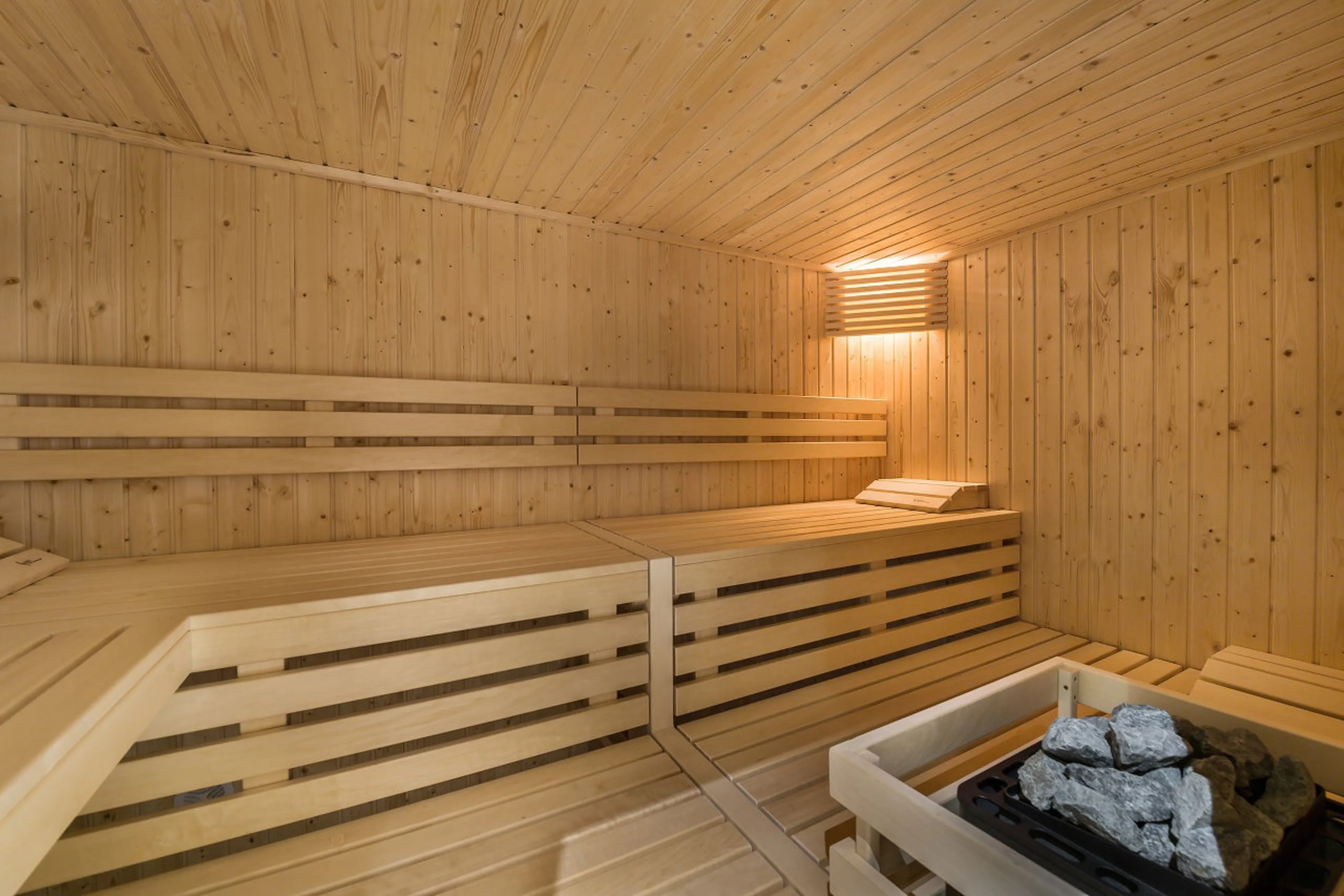 Large sauna in relaxation area in Chalet Libellule in Courchevel 1650