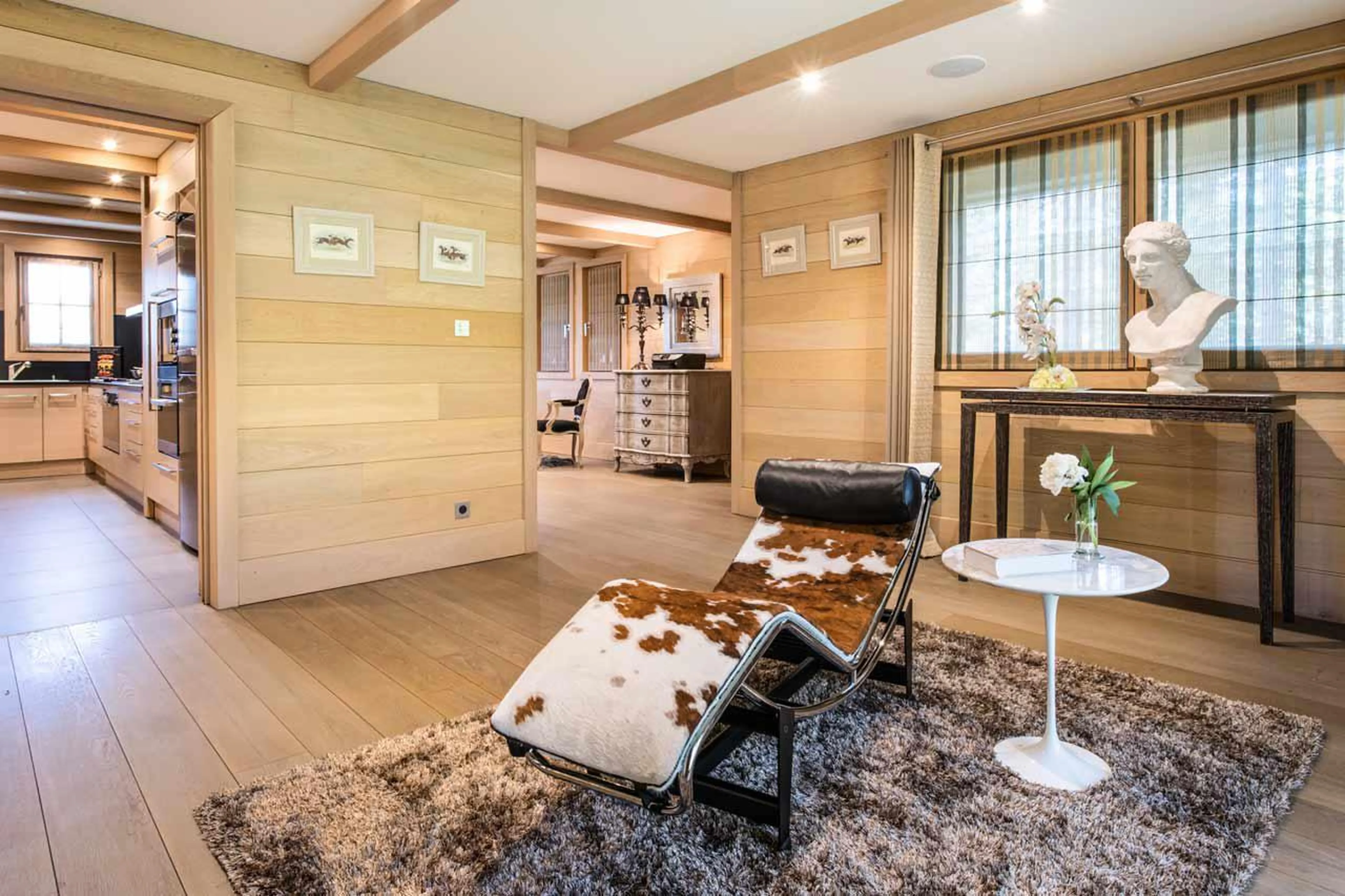 Spacious open-plan living area of Chalet Licorne des Neiges in Courchevel