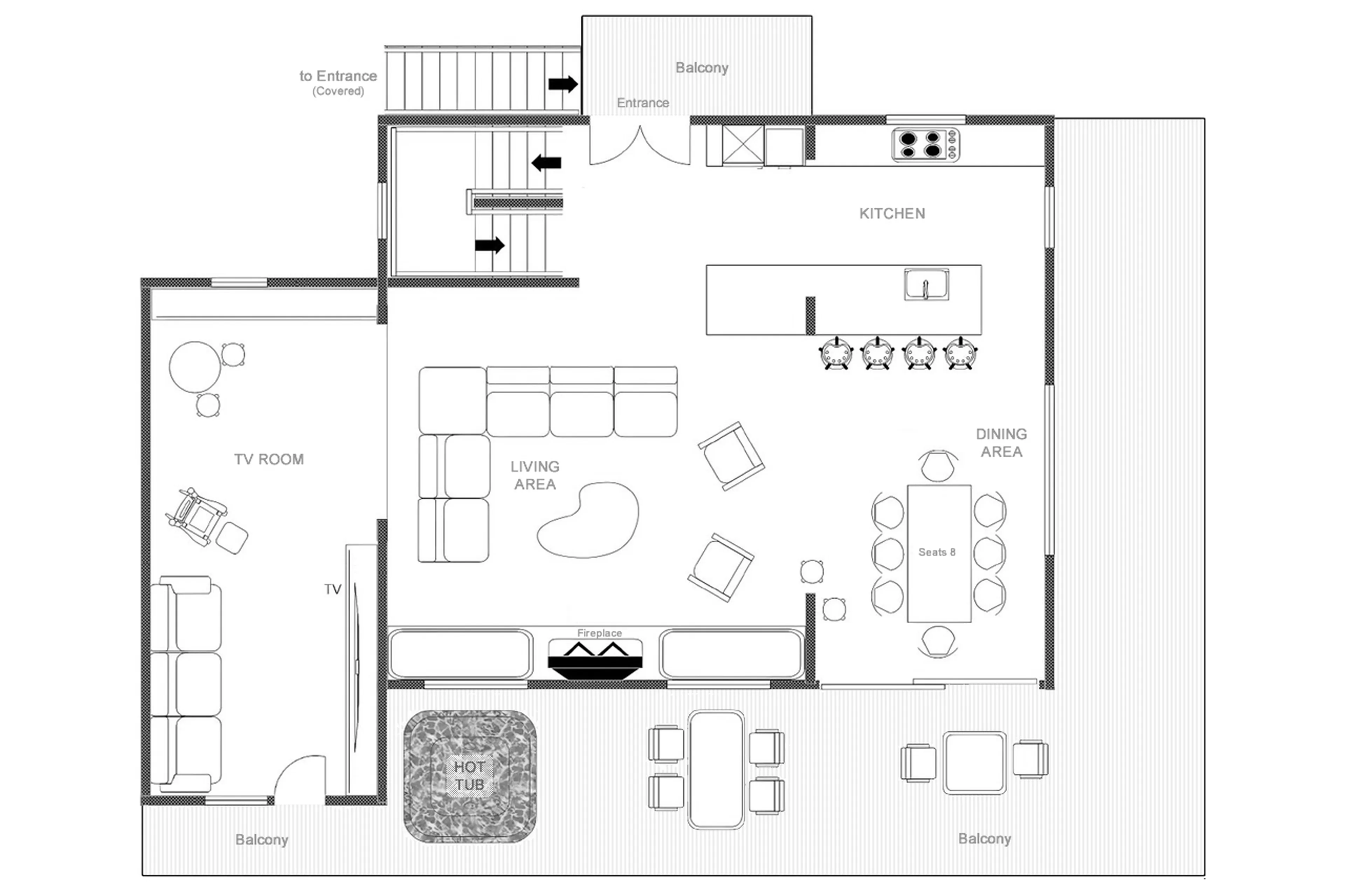 Level 1 floor plan of Chalet L'Orchidée in Meribel