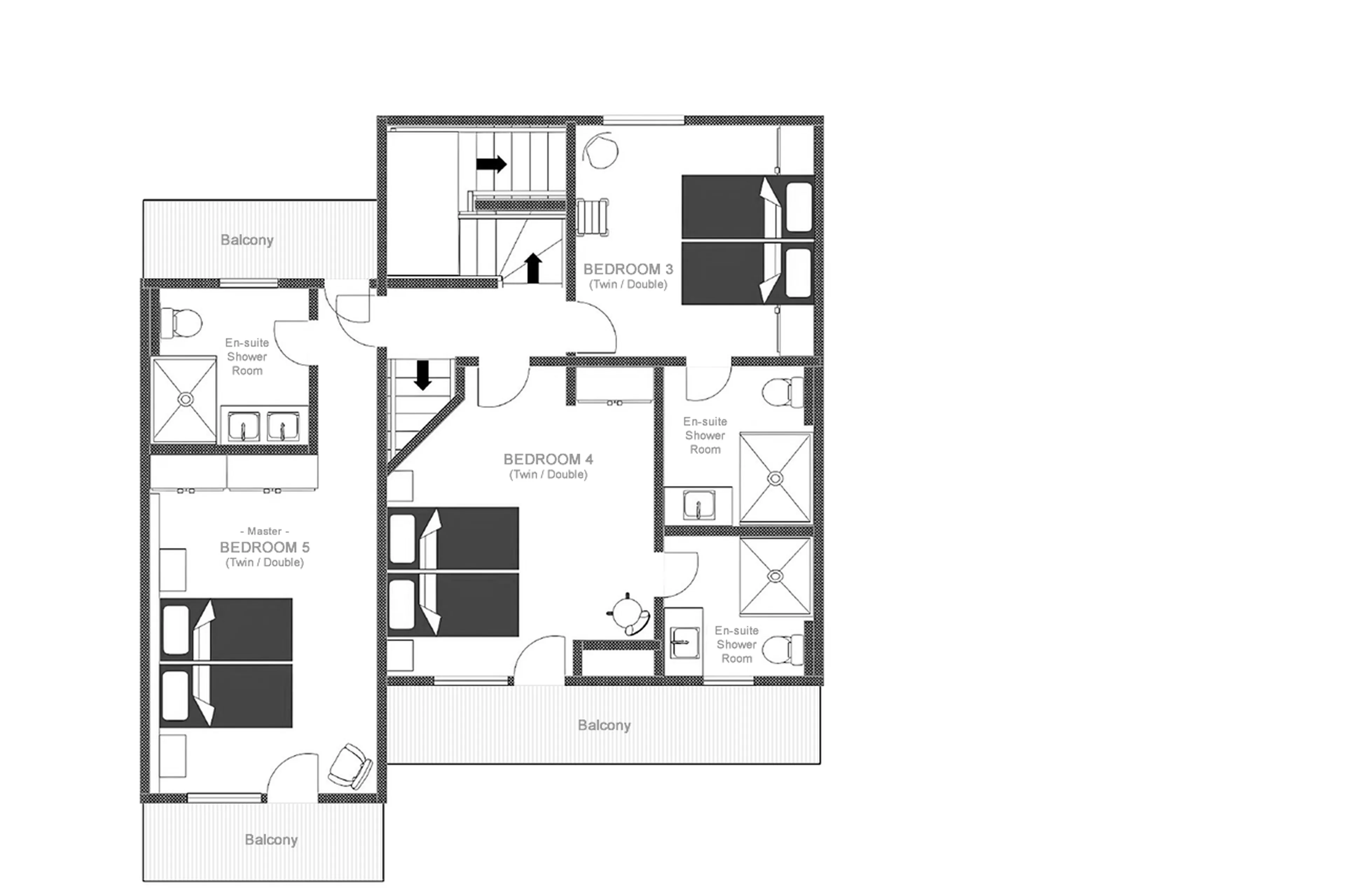 Level 2 floor plan of Chalet L'Orchidée in Meribel
