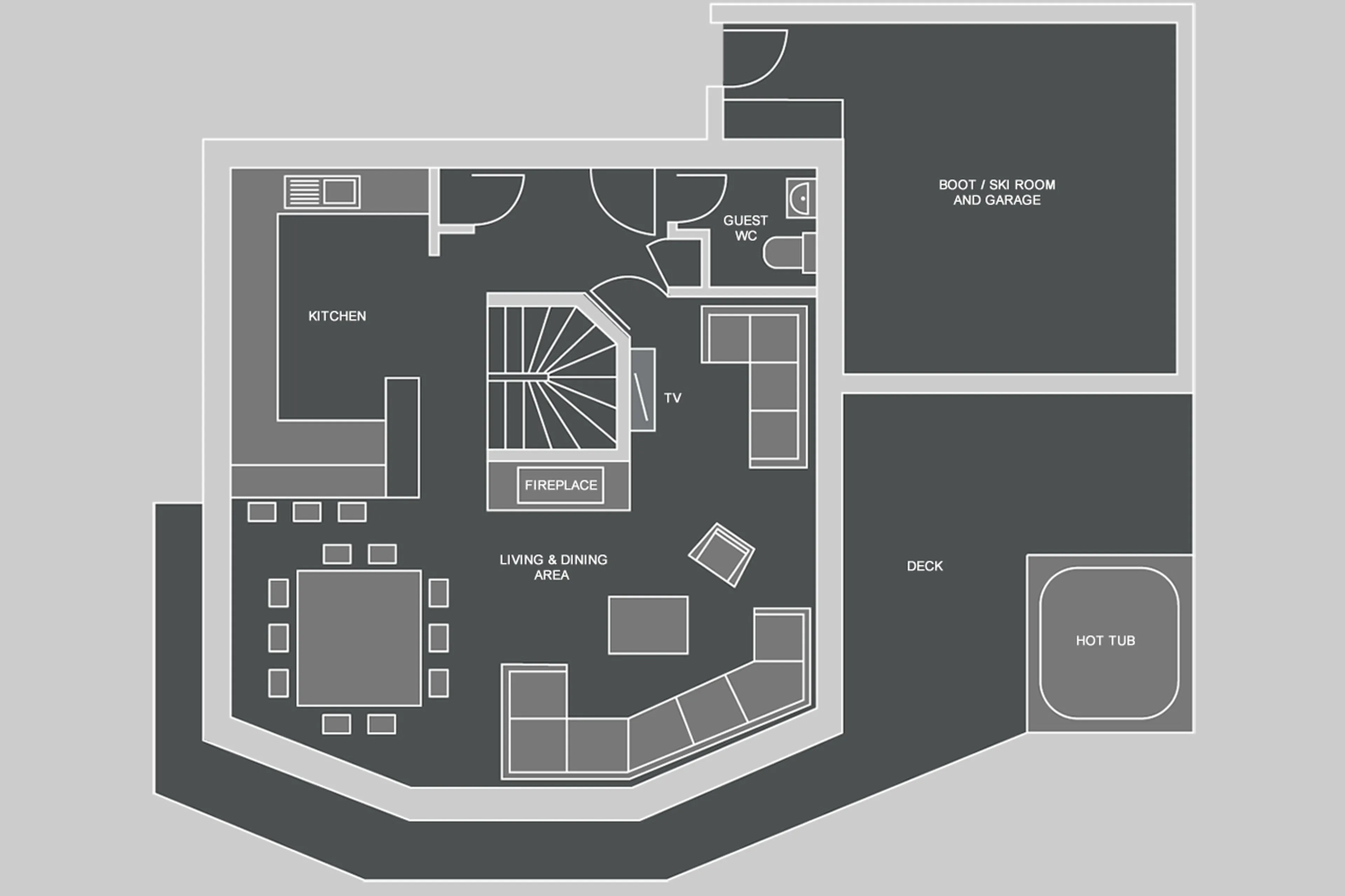 Level 0 floor plan of Chalet Lorne in Morzine