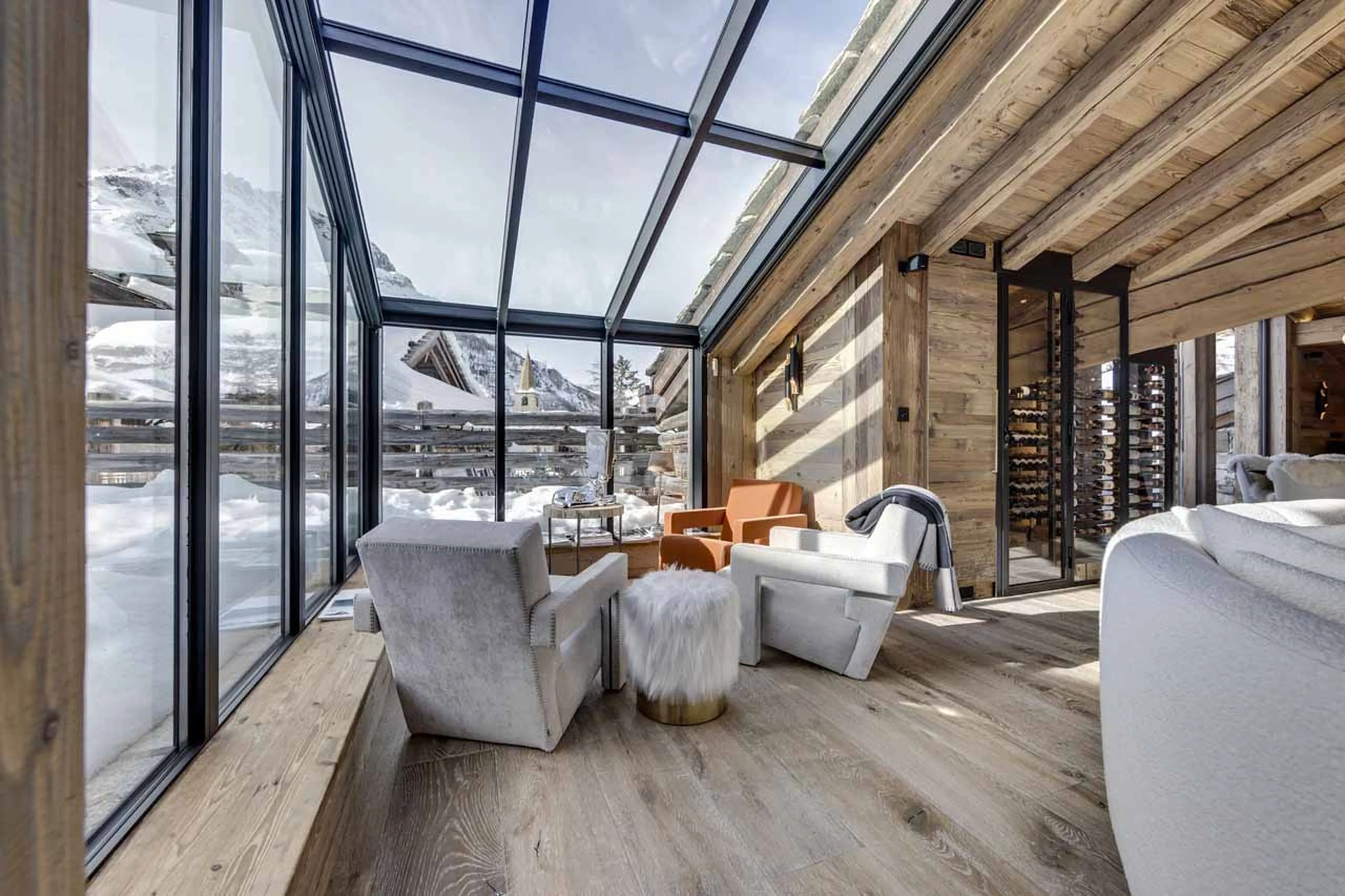 Living area seating at Chalet L'Ours Blanc in Val d'Isere