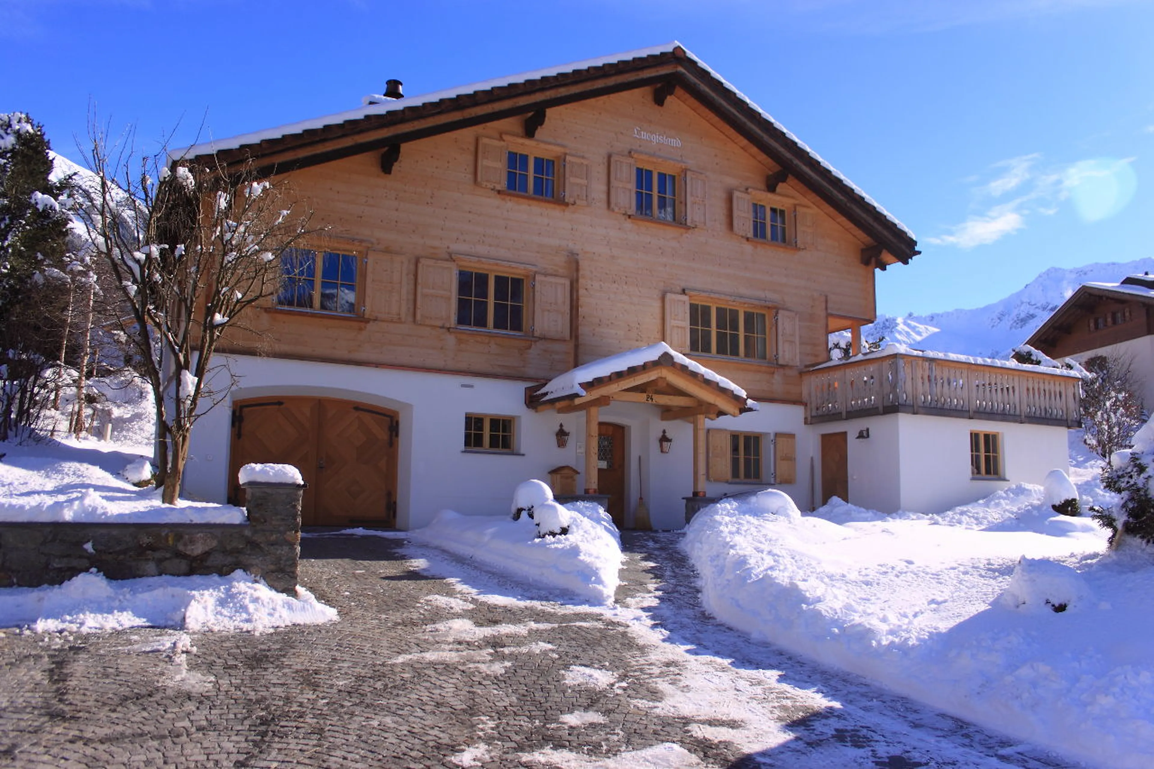 Lovely refurbished Chalet Luegisland in Klosters from the outside
