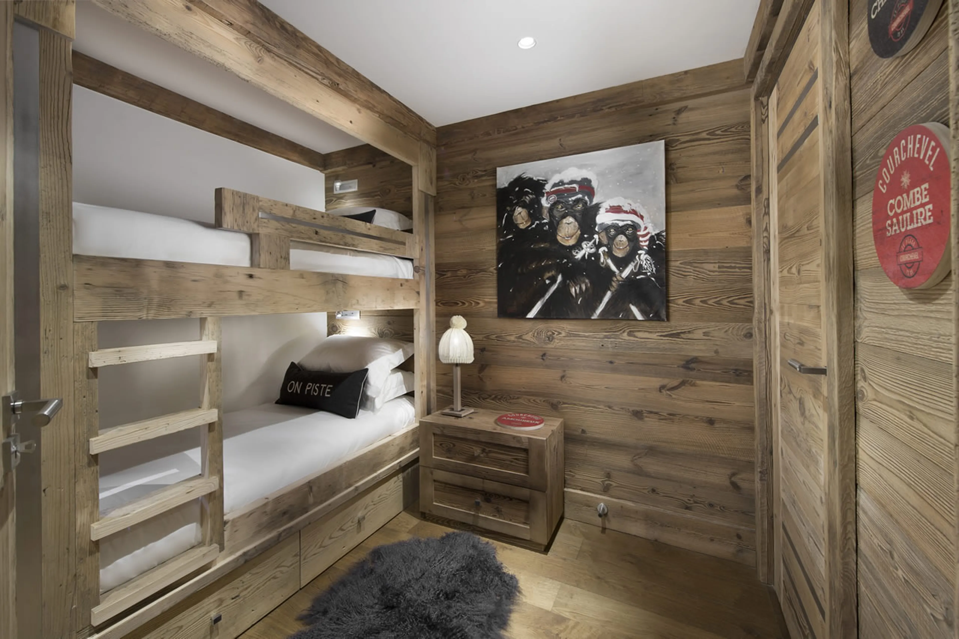 En-suite bedroom with bunk beds sleeping two children in Chalet M in Courchevel 1550