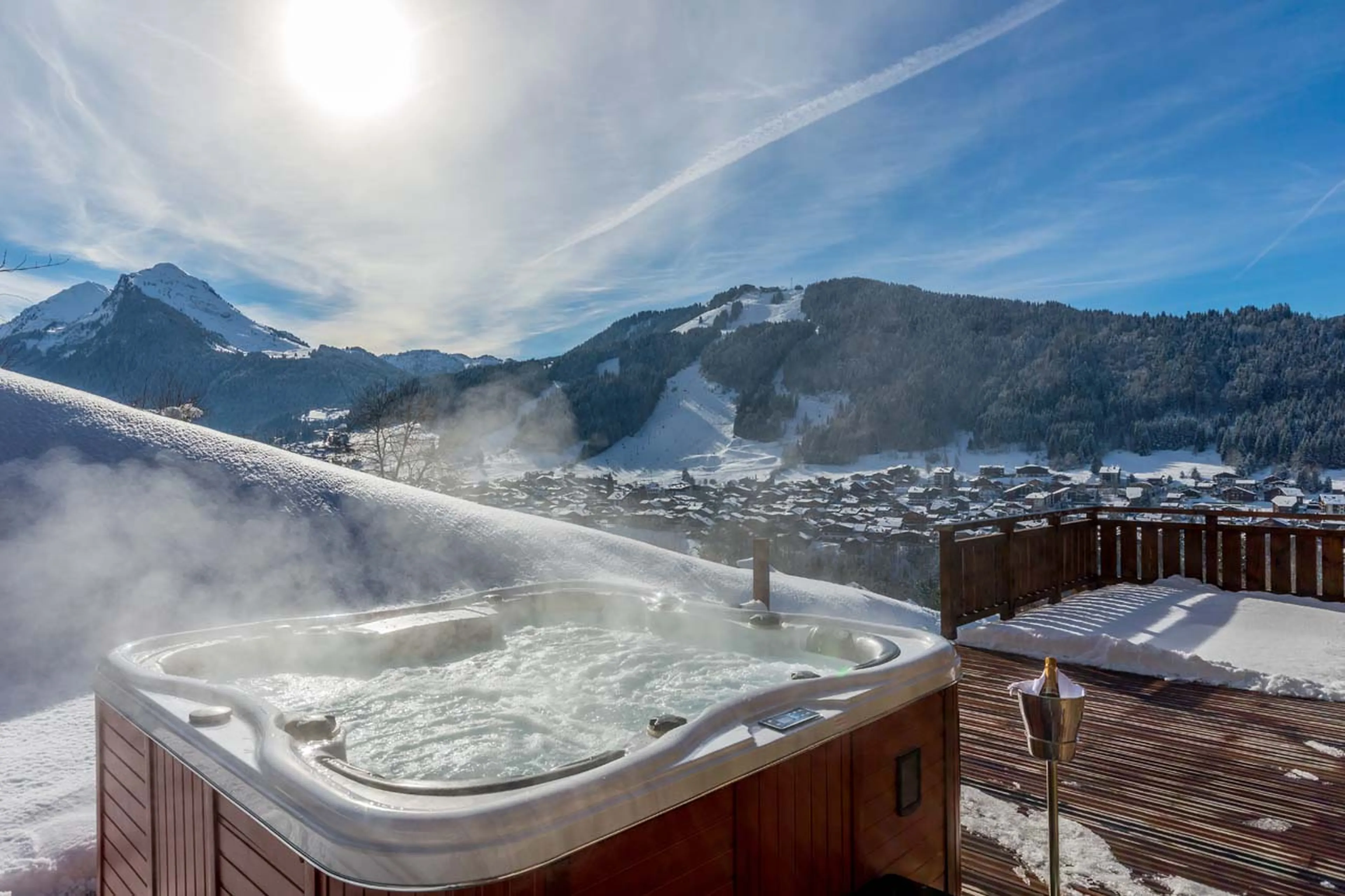 Outdoor hot tub at Chalet M in Morzine
