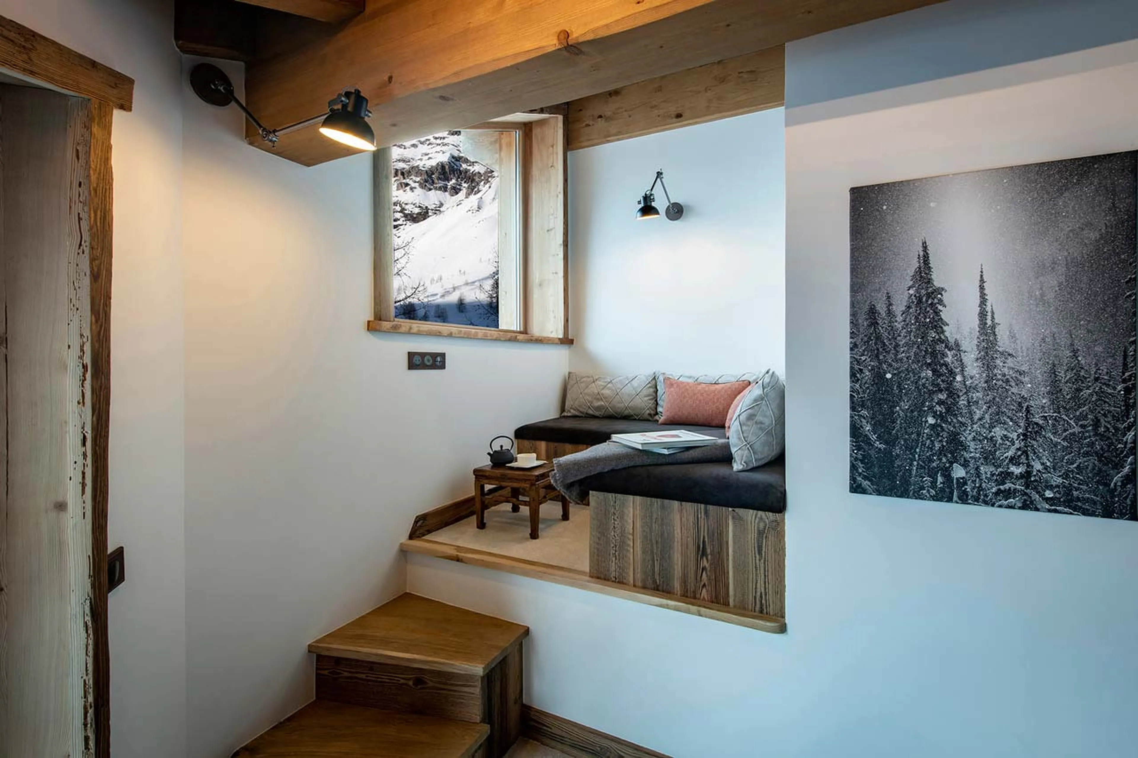 Cosy corner seating at Chalet Machapuchare in Val d'Isere
