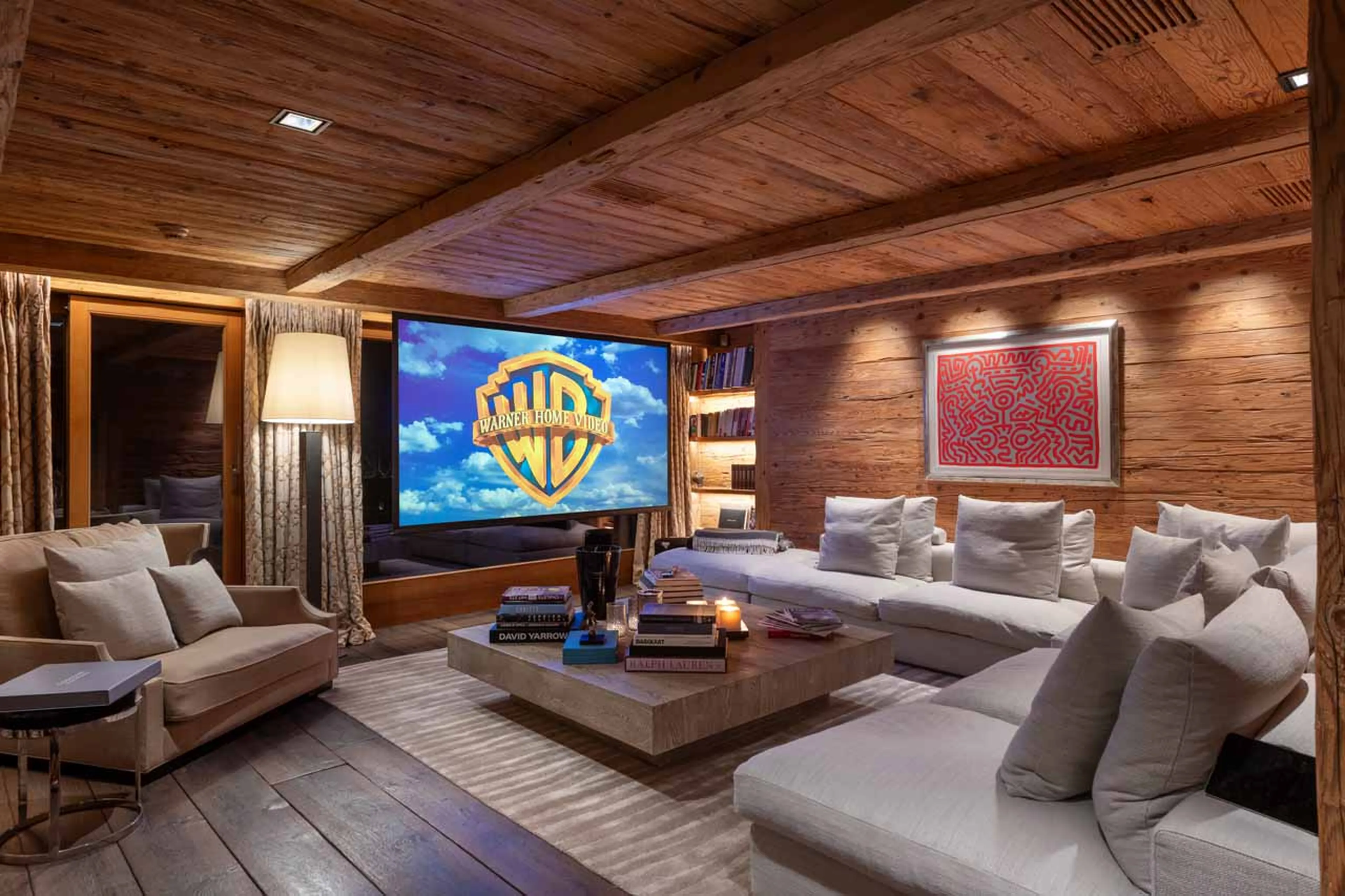 TV in living area of Chalet Makini in Verbier