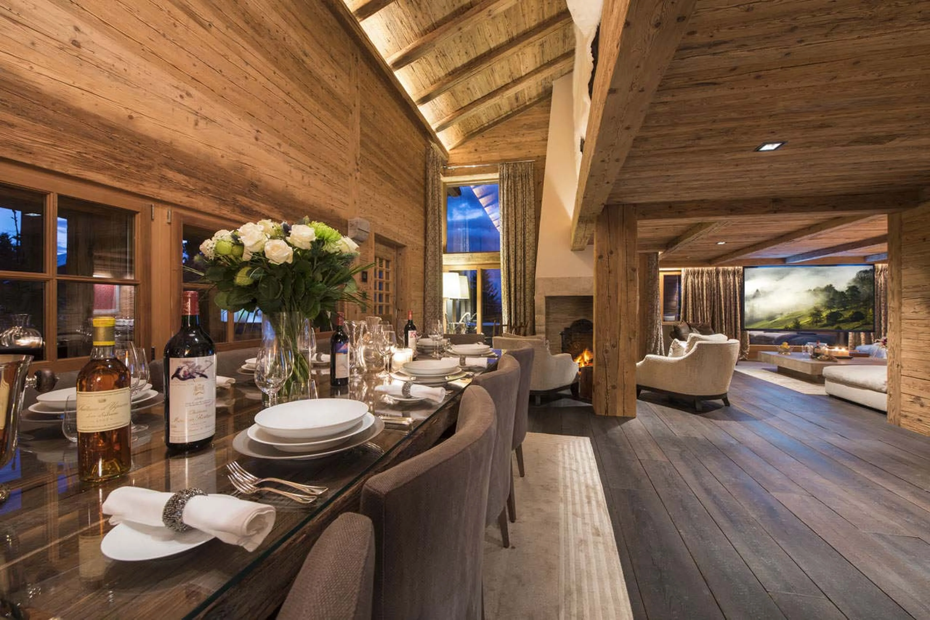 Dining and living area of Chalet Makini in Verbier