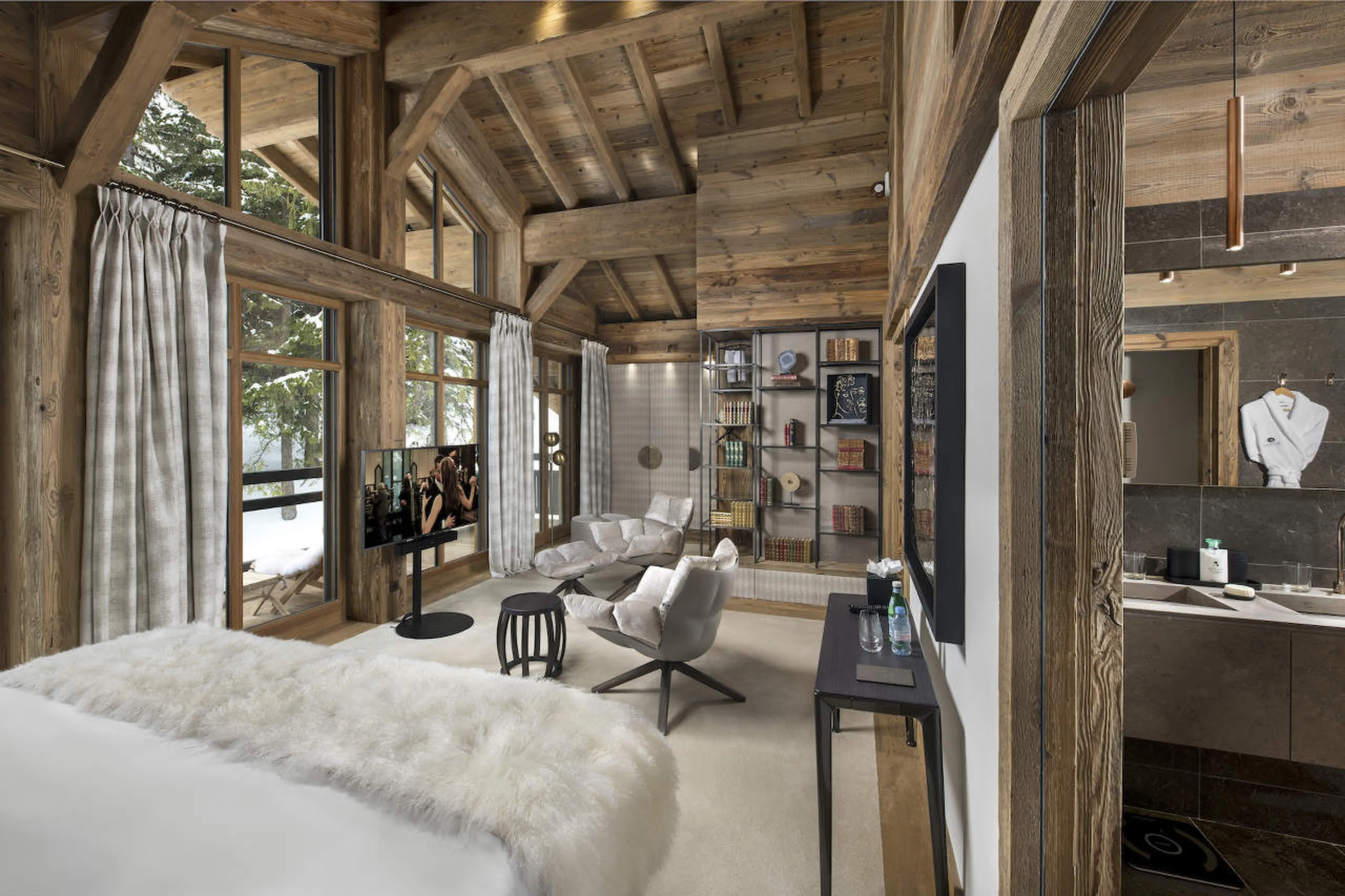 TV in master suite at Chalet Manasa in Courchevel 1850