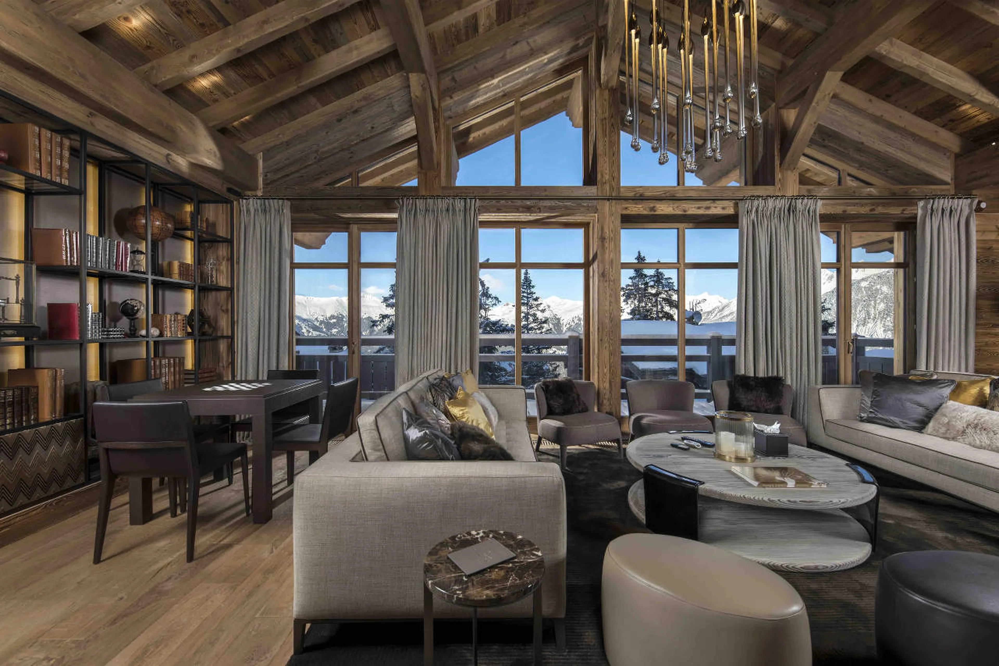 Mountain views from living area of Chalet Manasa in Courchevel 1850