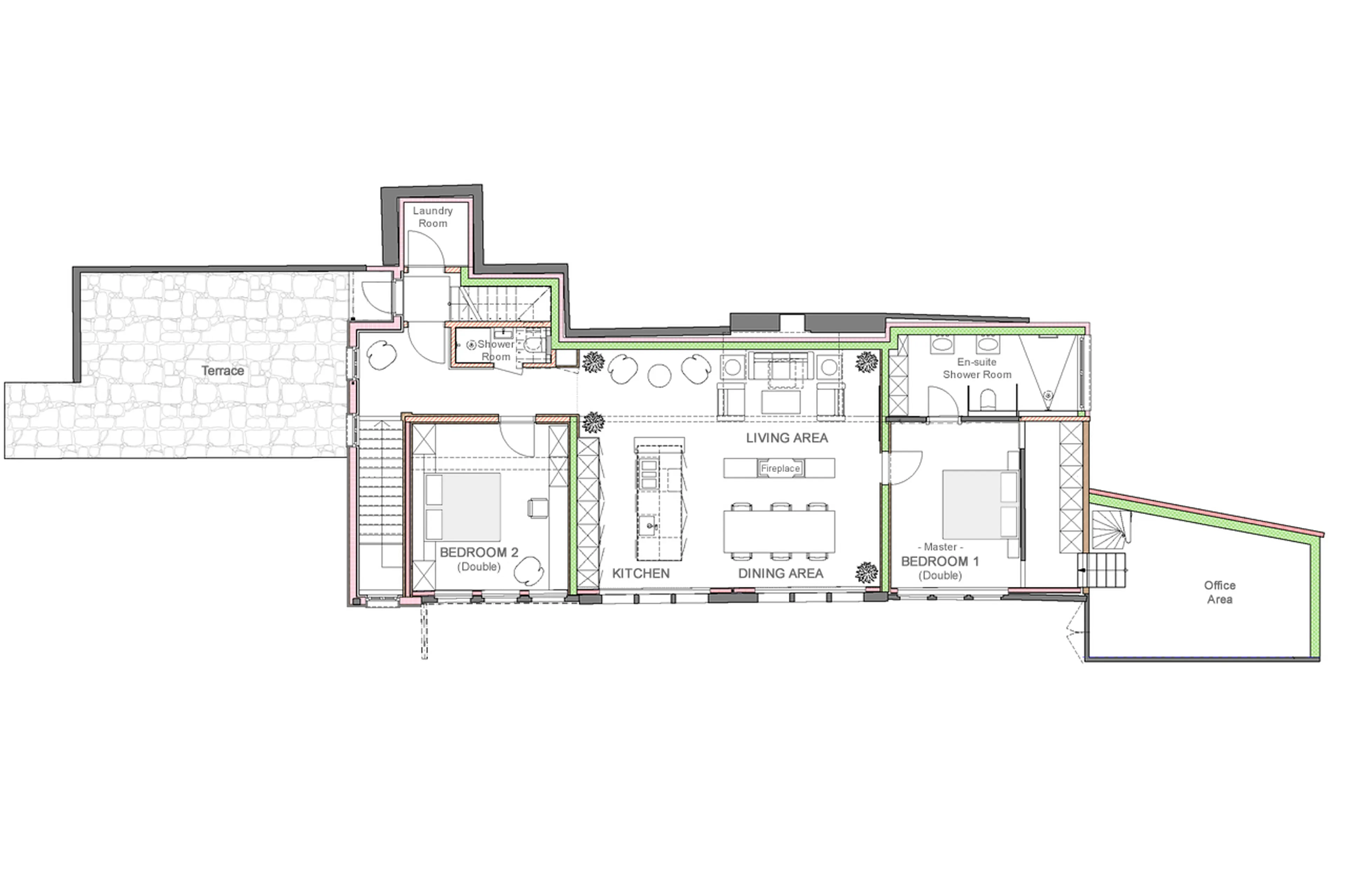 Chalet Mannenburg first level floor plan