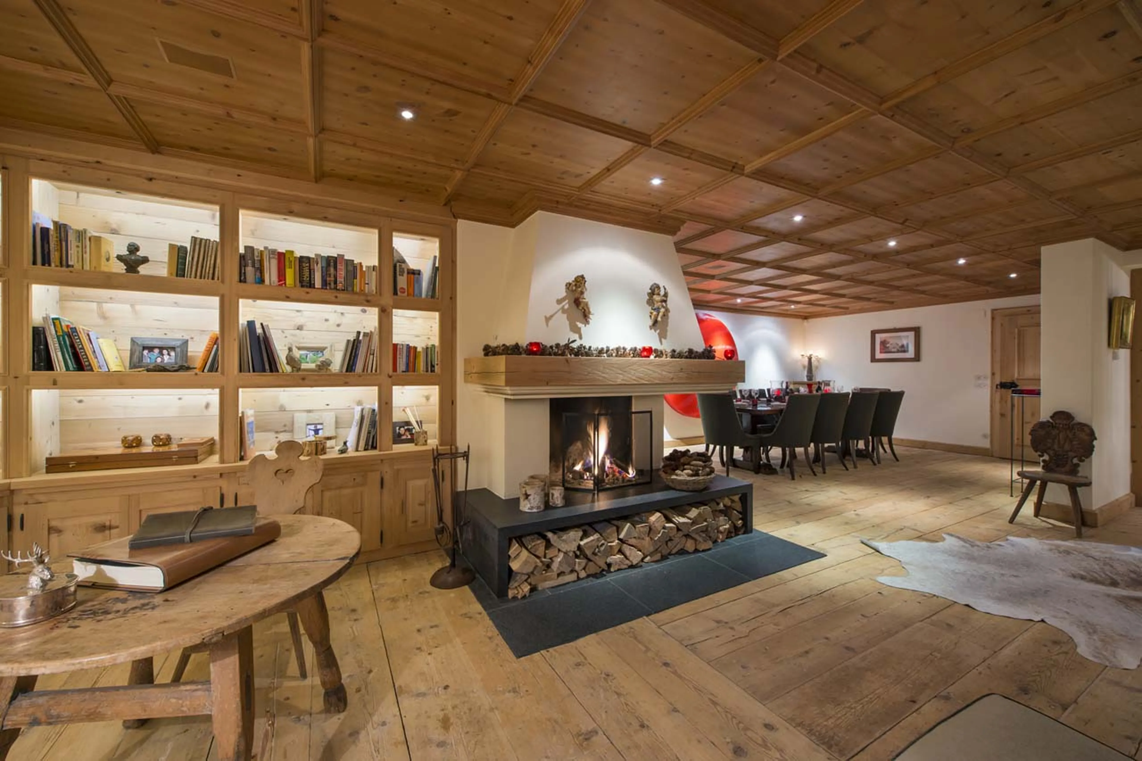 Open fireplace in Chalet Maria Schnee in St Anton