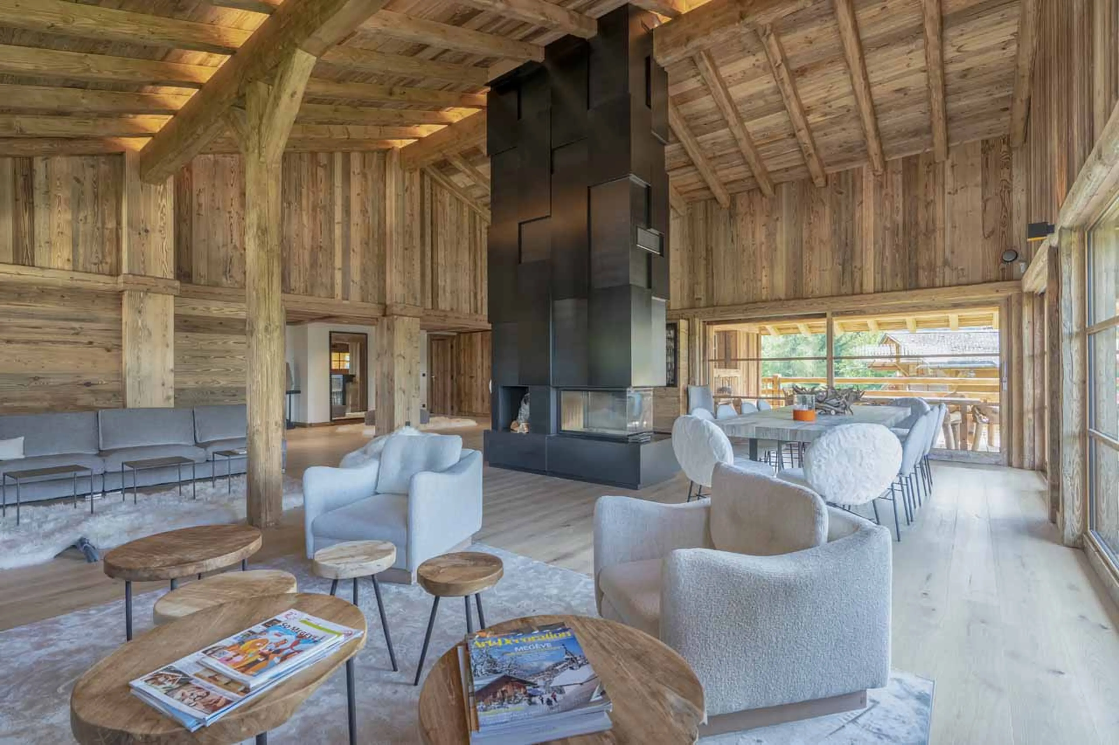 Fireplace at Chalet Mariva in Megeve