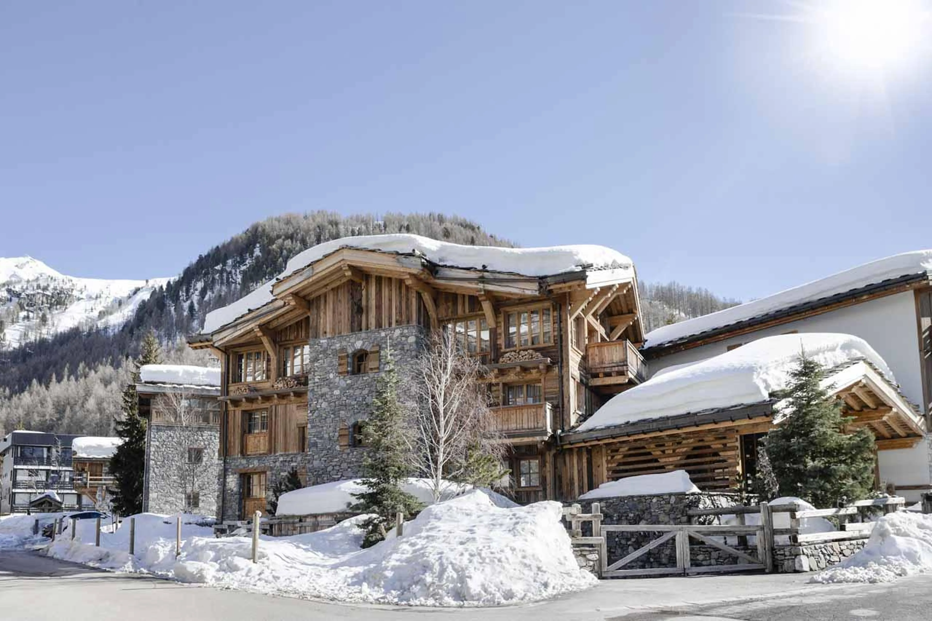 Exterior of Chalet Markhor, Val d'Isere in the snow