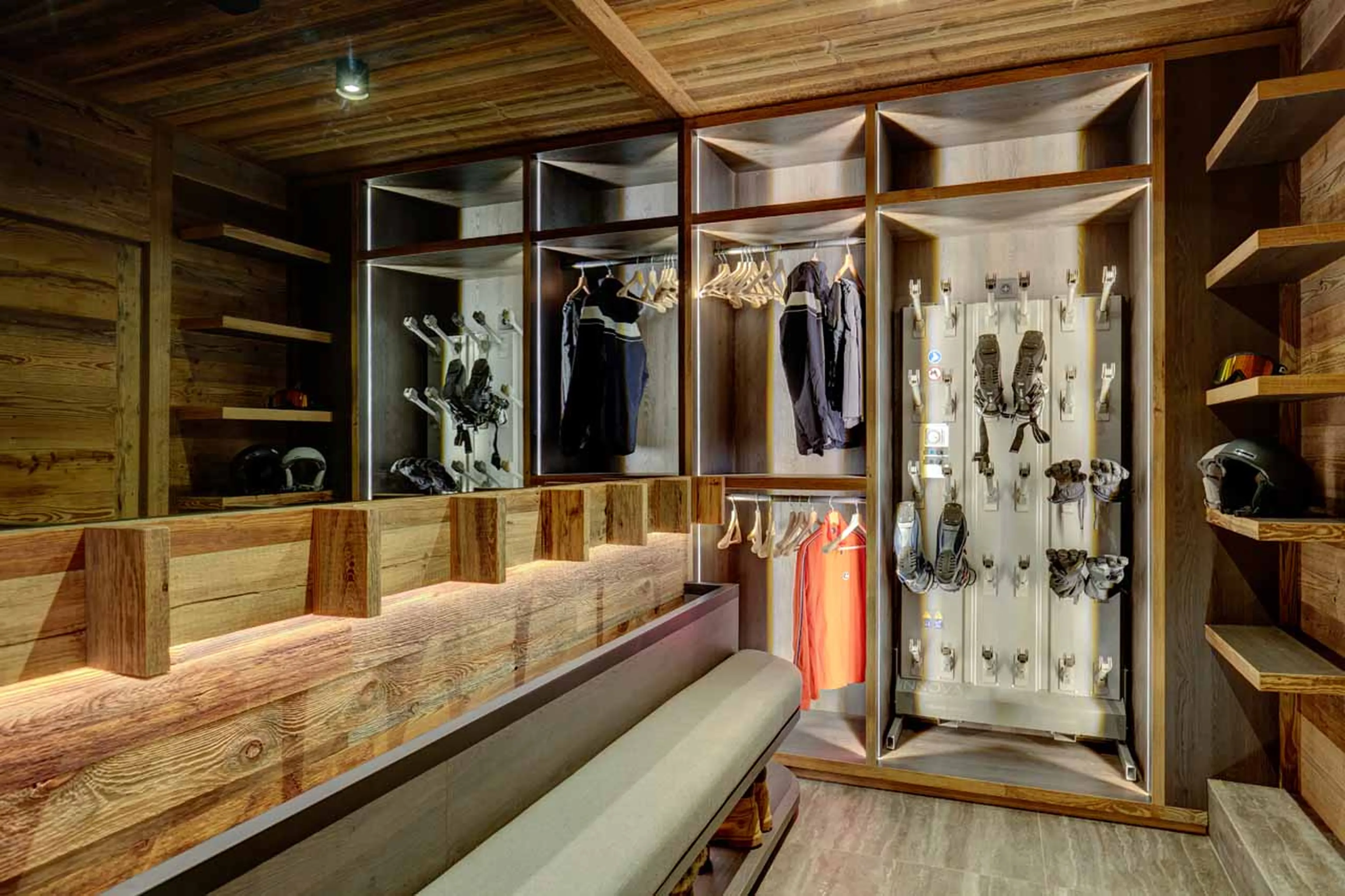 Ski room at Chalet Menor in Meribel