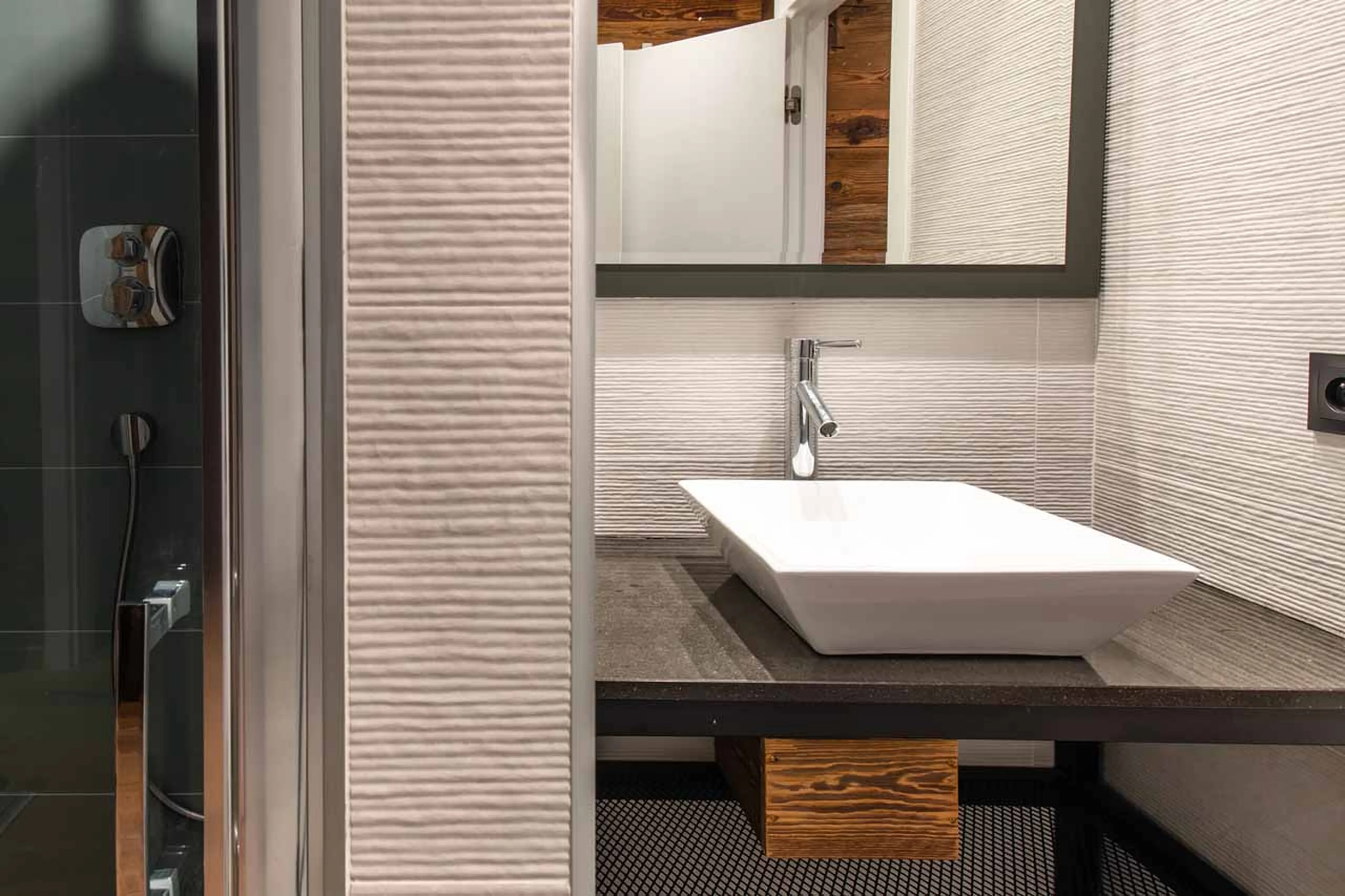 En-suite shower room at  Chalet Merveilles in Tignes