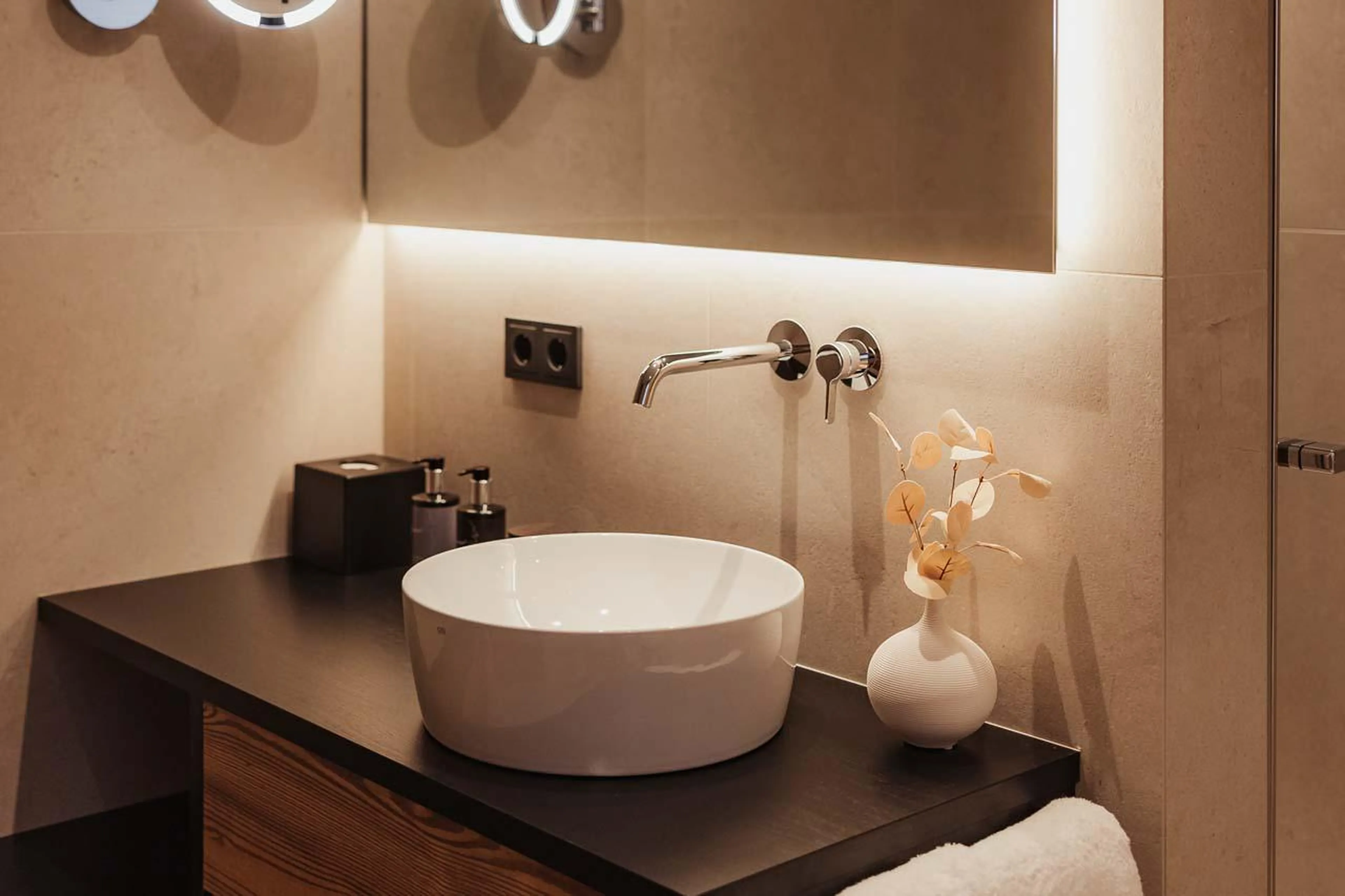 En-suite shower room at Chalet Mile 1 in Val Gardena