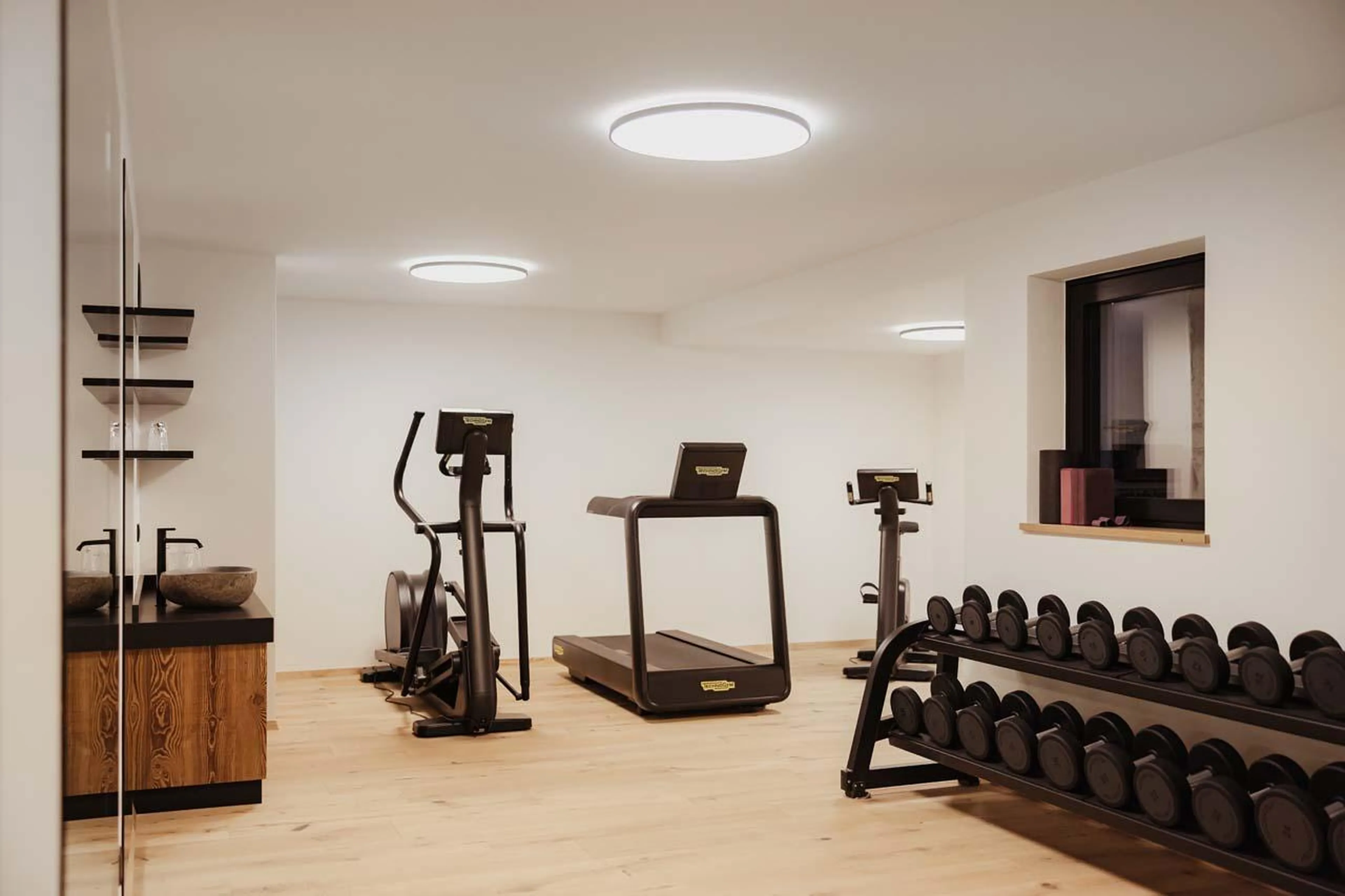 Gym with latest premium Technogym equipment at Chalet Mile 2 in Val Gardena