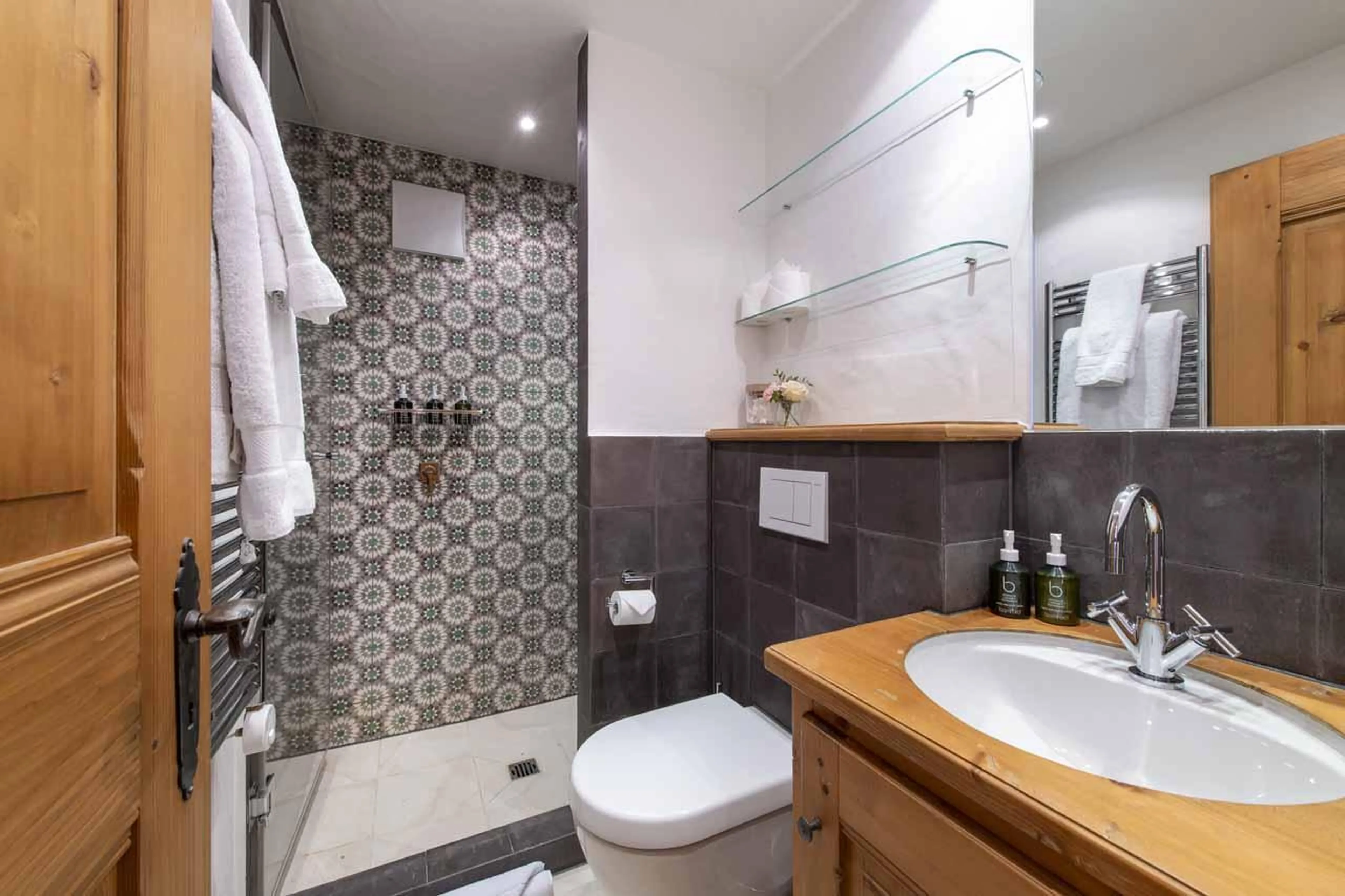 En-suite shower room in Chalet Milou in Verbier