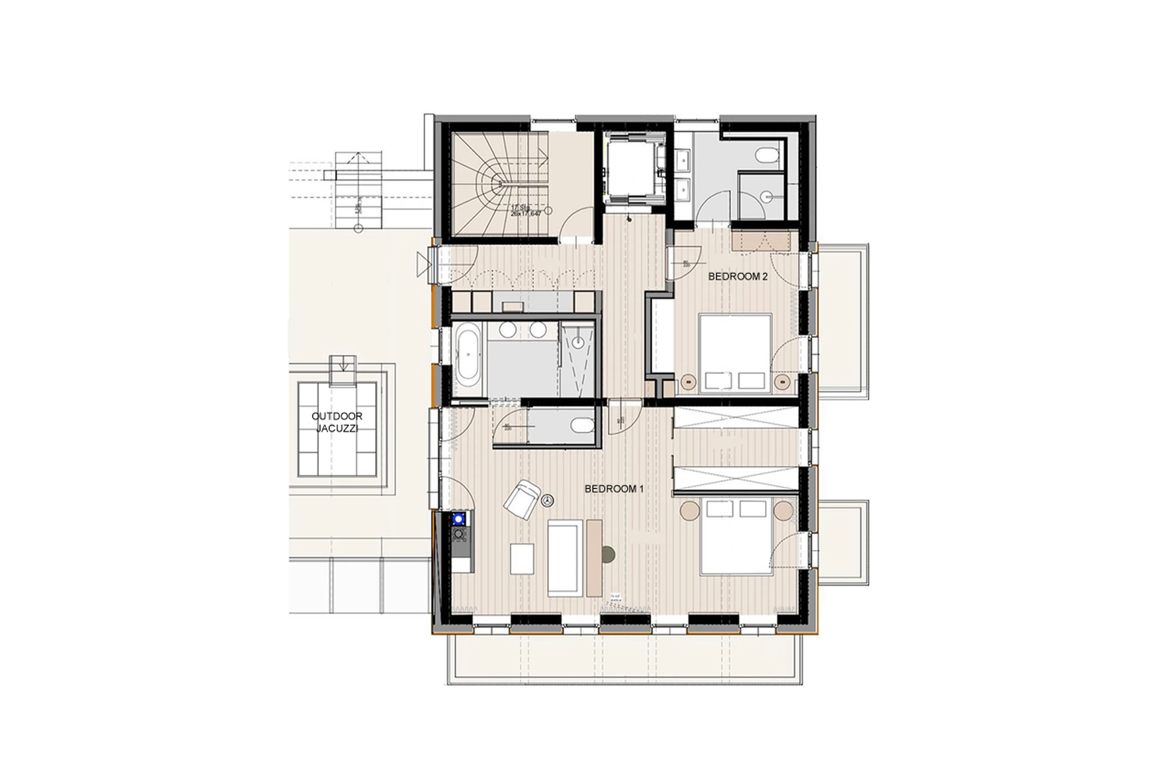 Level 2 floor plan of Chalet Mimi in Lech