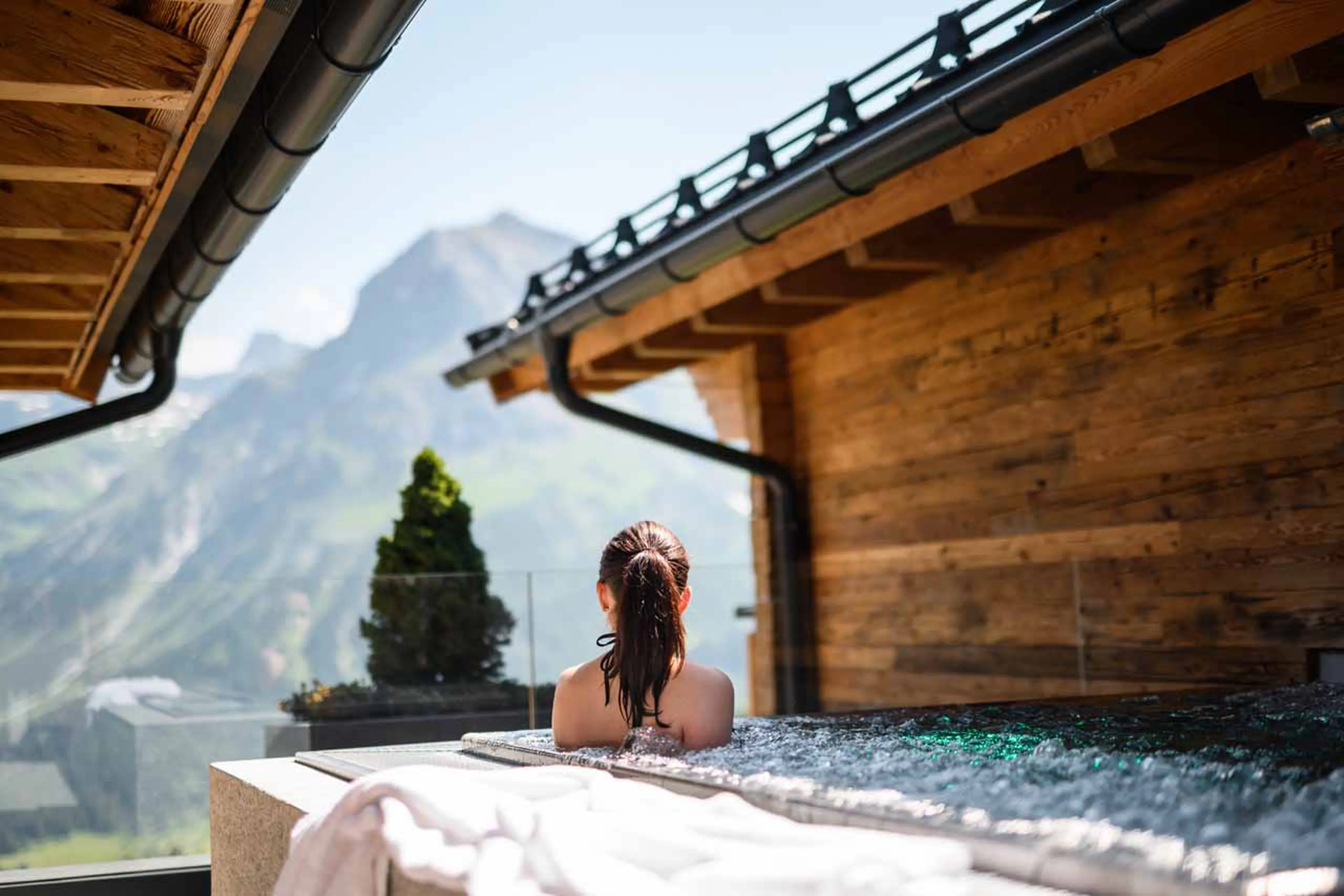 Views from the hot tub at Chalet Mimi in Lech in summer