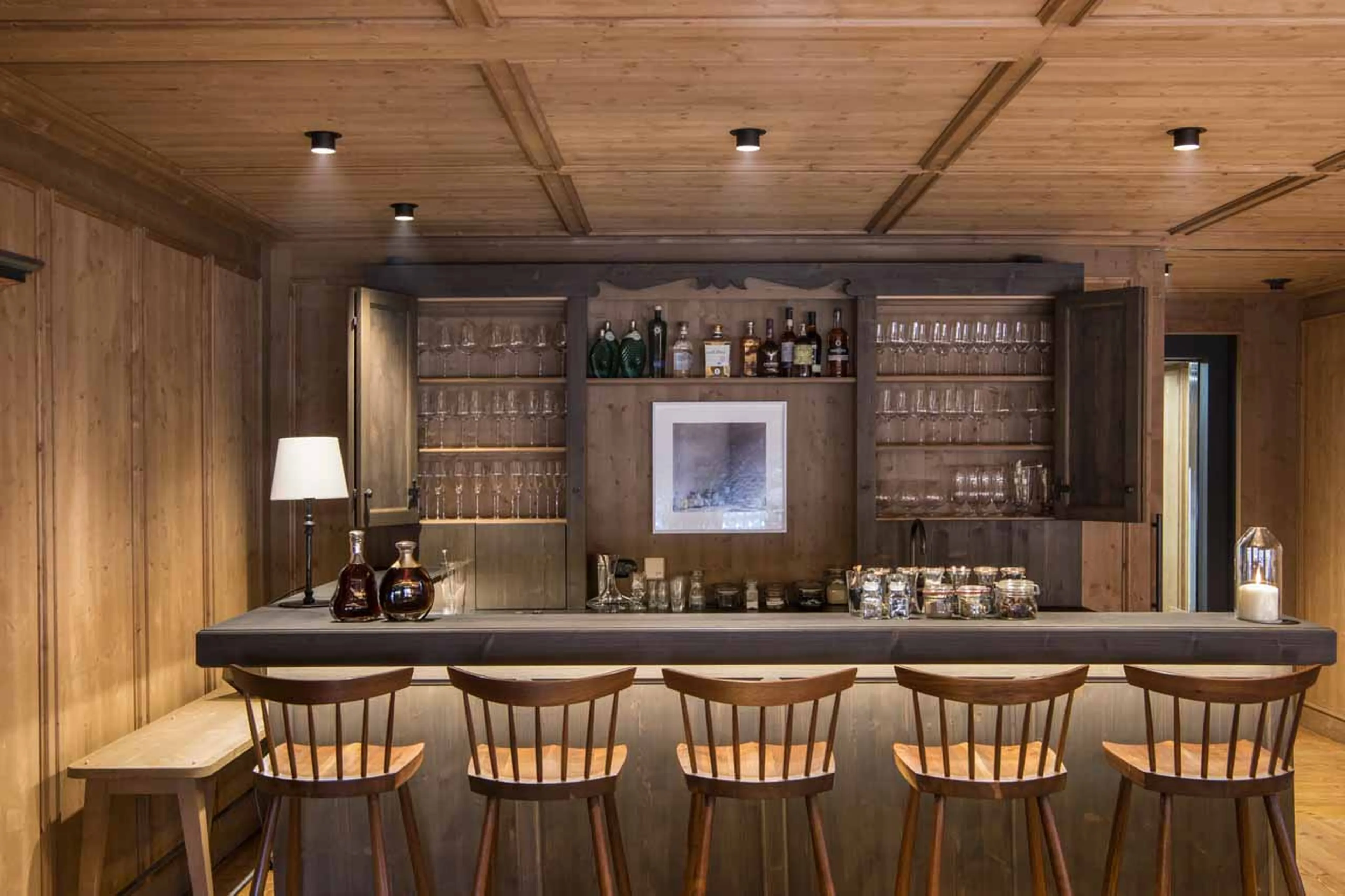 Well-stocked bar at Chalet Mimi in Oberlech