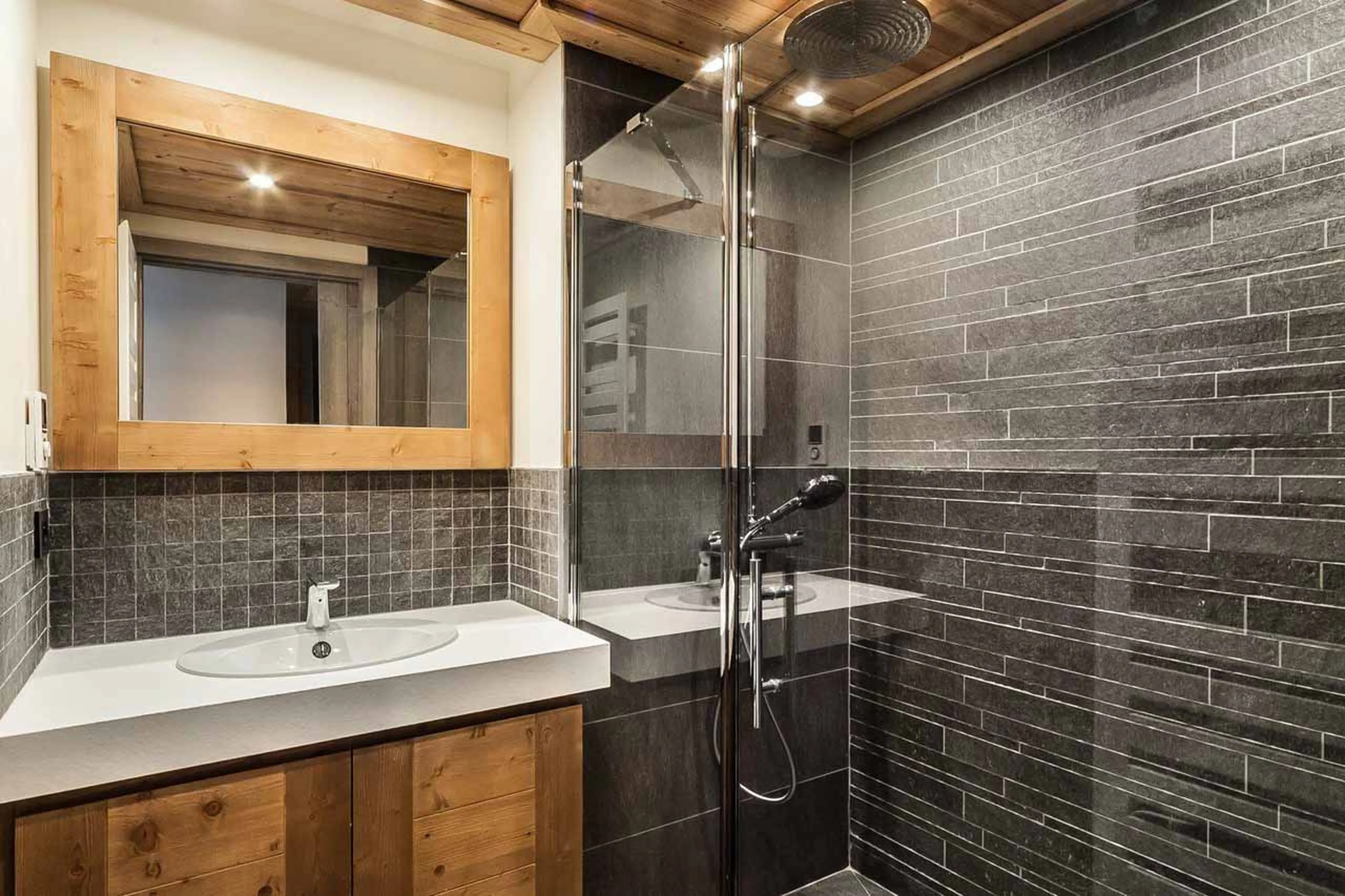 En-suite shower room at Chalet Monch in Courchevel 1550