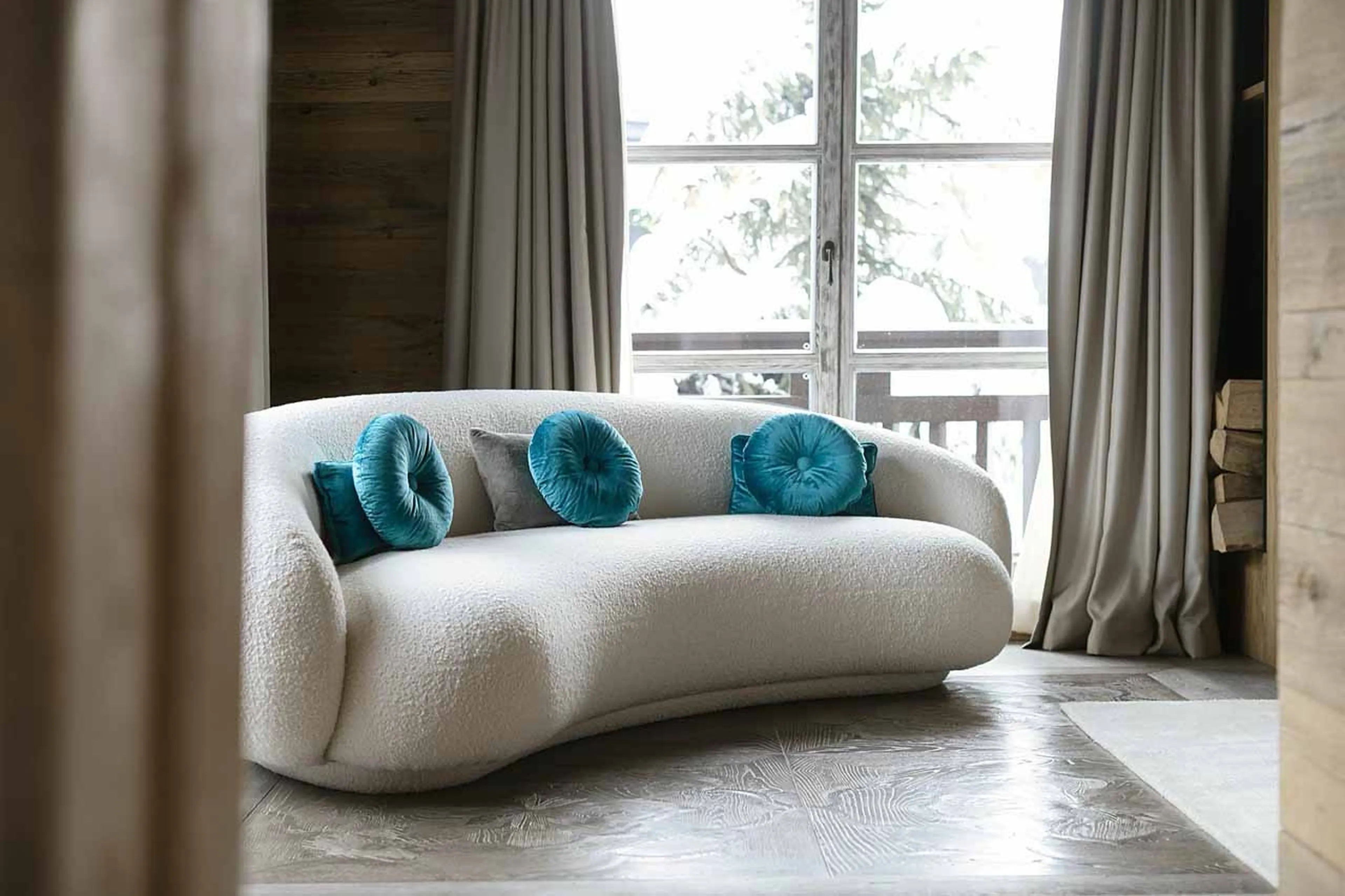 Sofa area in master suite at Chalet Monet in Courchevel 1850