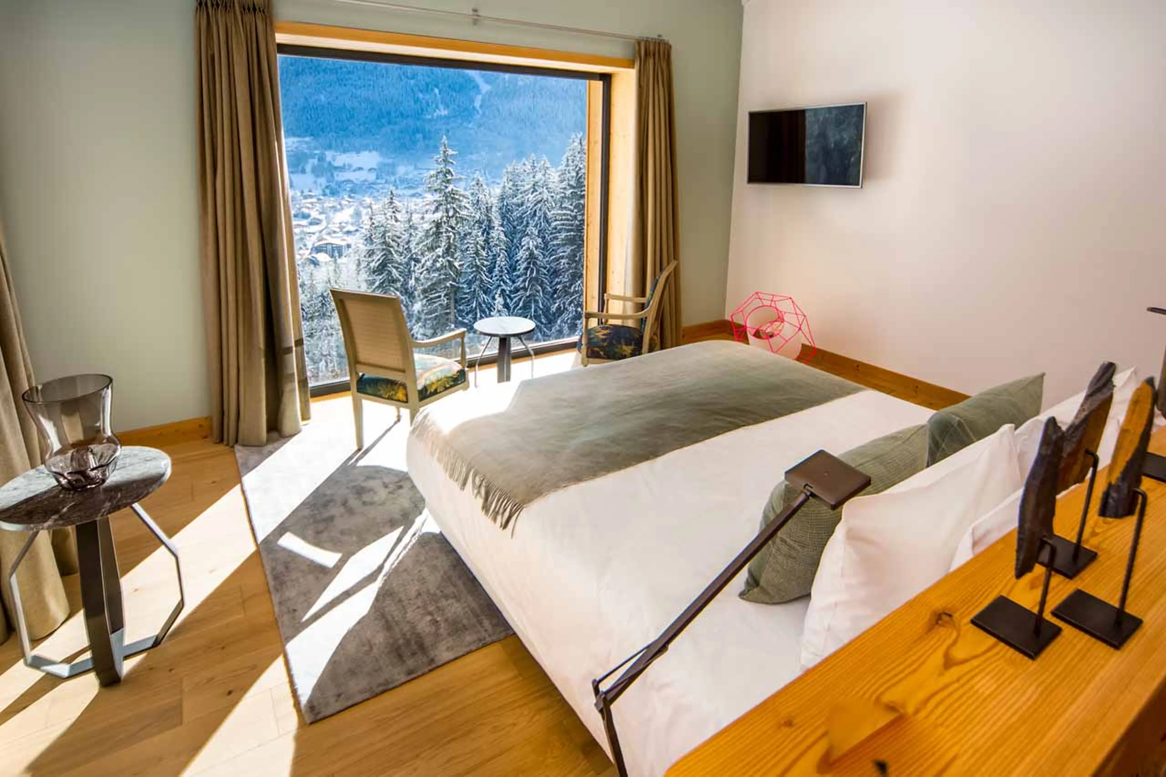 Incredible views from bedroom one at Le Chalet Mont Blanc in Chamonix
