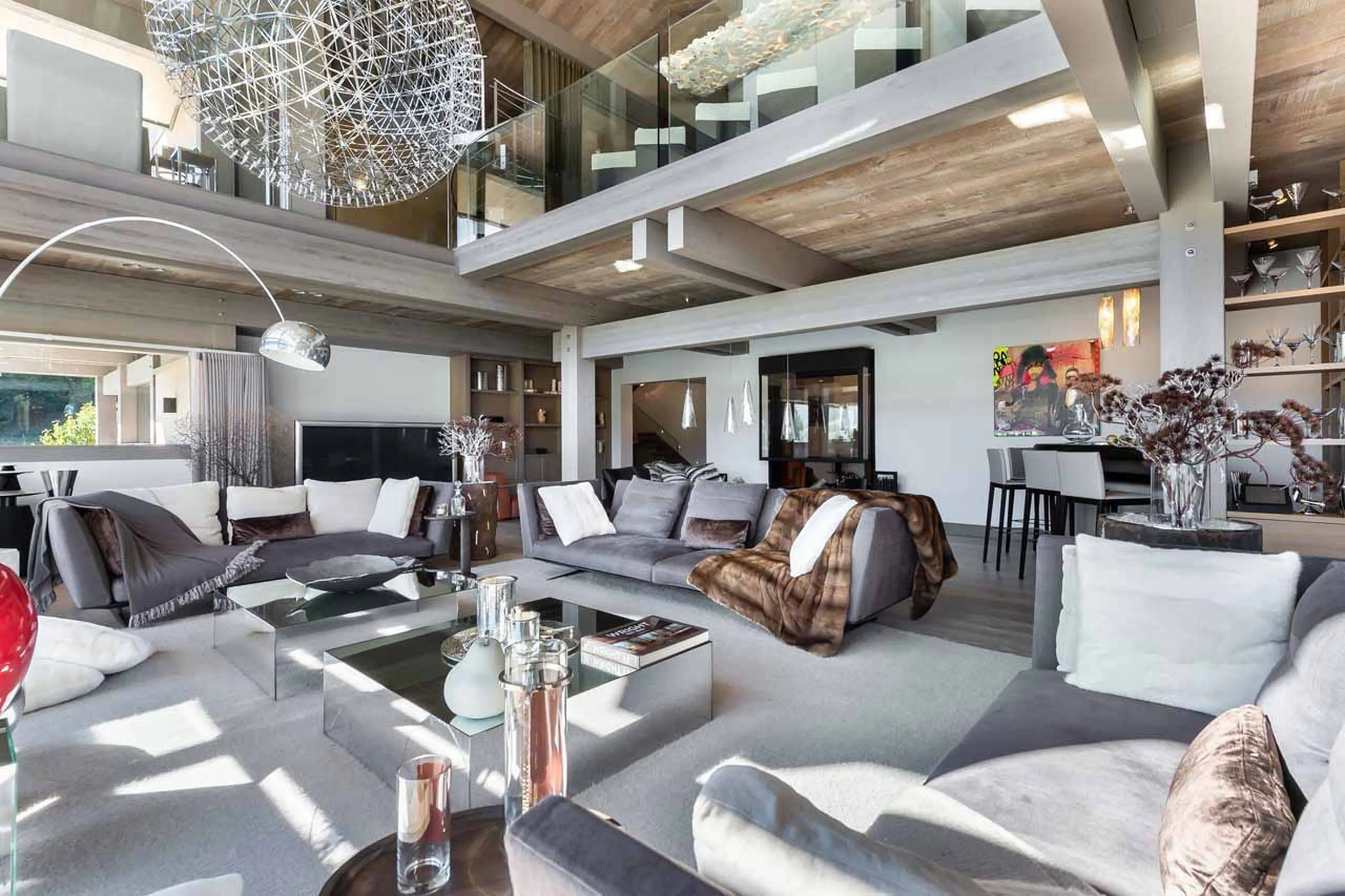 Sofas in living area at Chalet Mont Blanc in Megeve