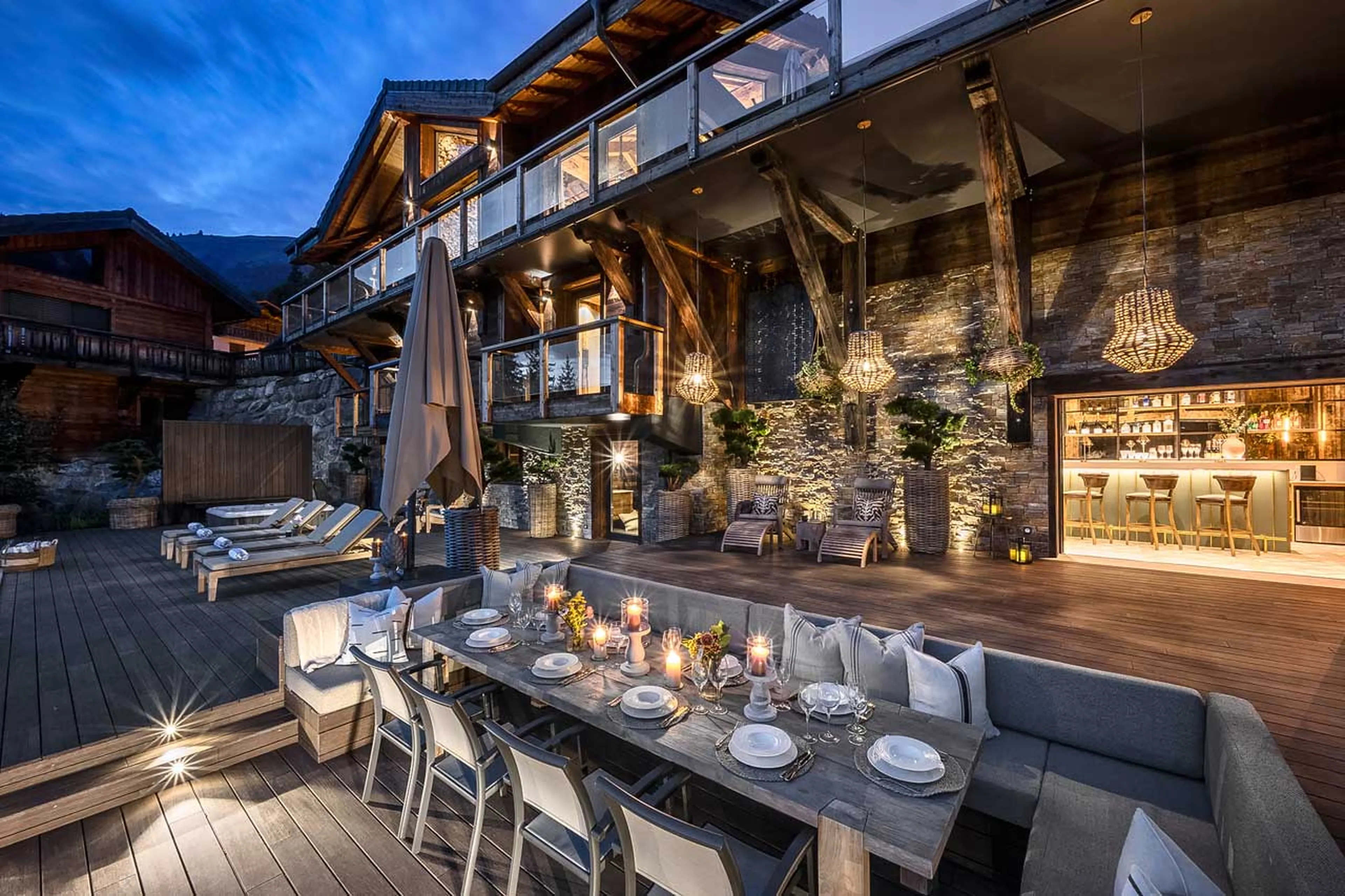 Fire-pit and sunken seating area at Chalet Mont Des Anges in Morzine