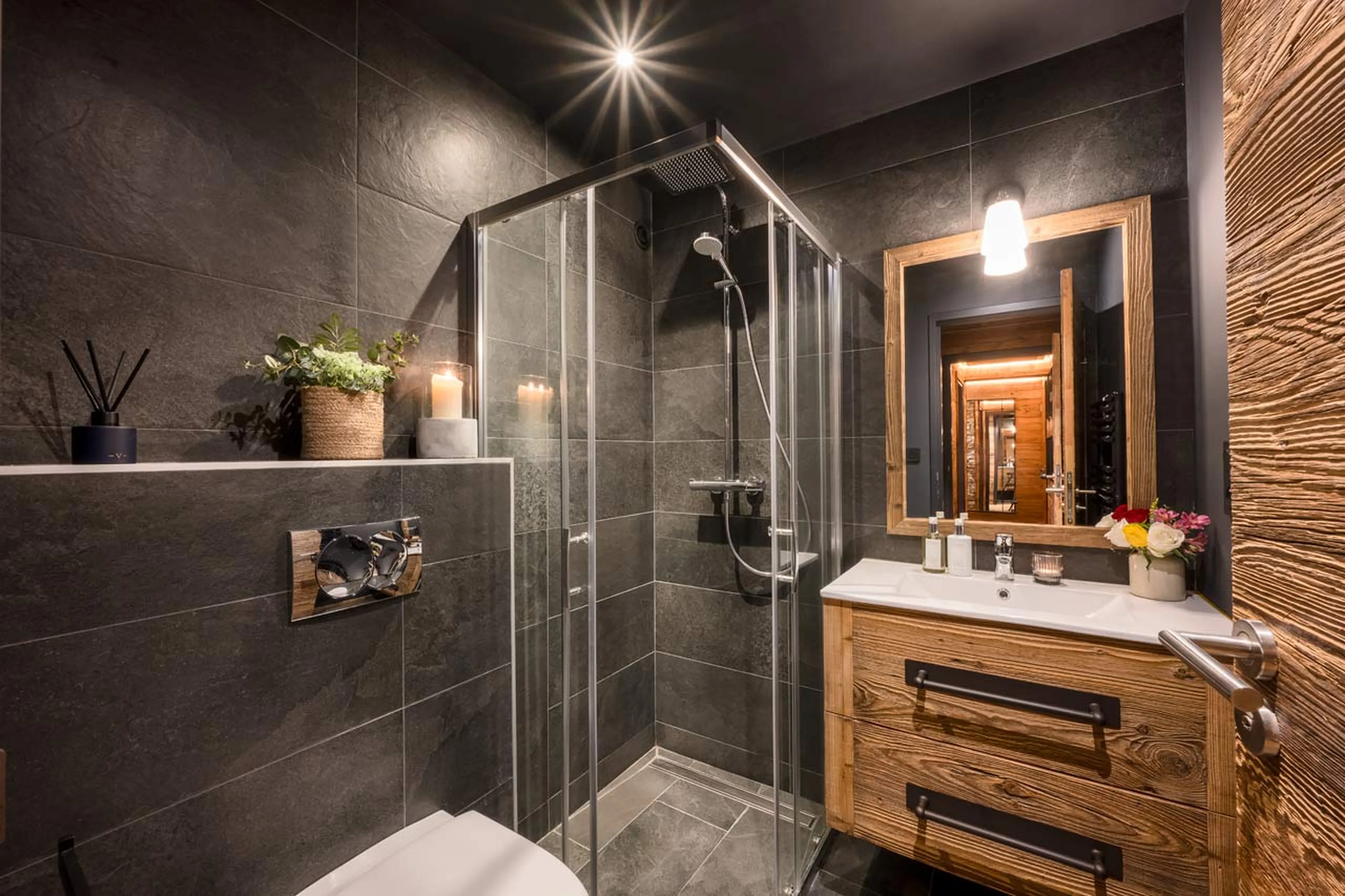 En-suite shower at Chalet Mont Des Anges in Morzine