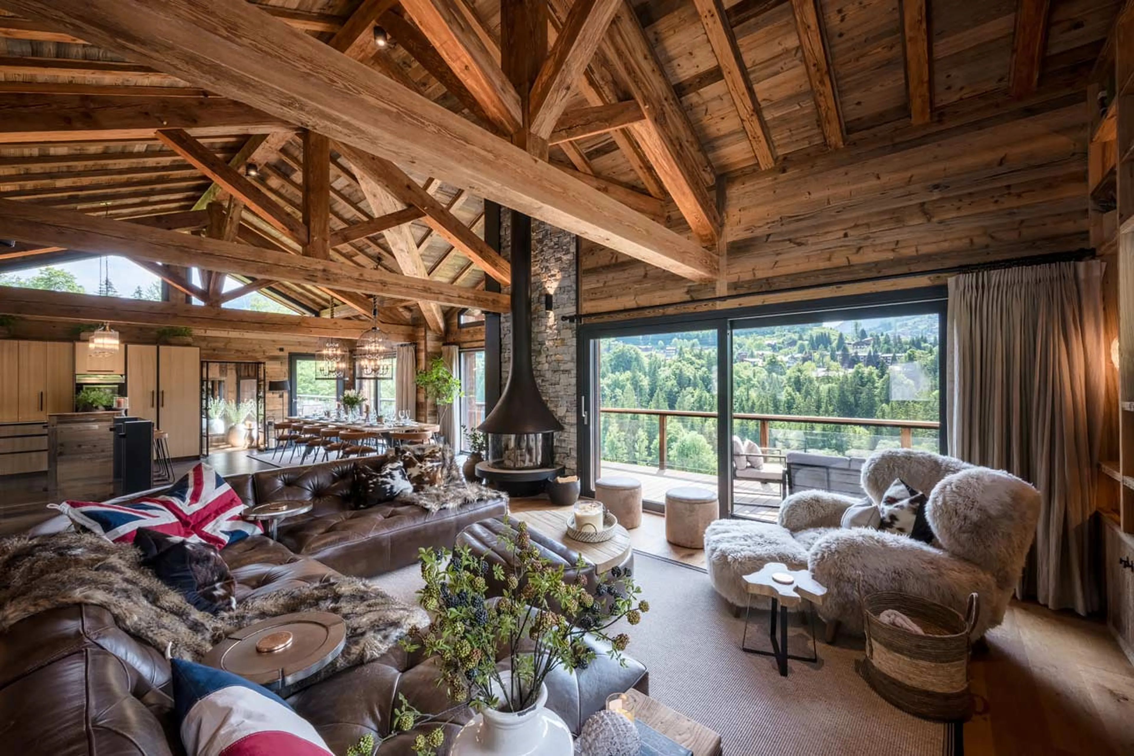 Living area and balcony at Chalet Mont Des Anges in Morzine
