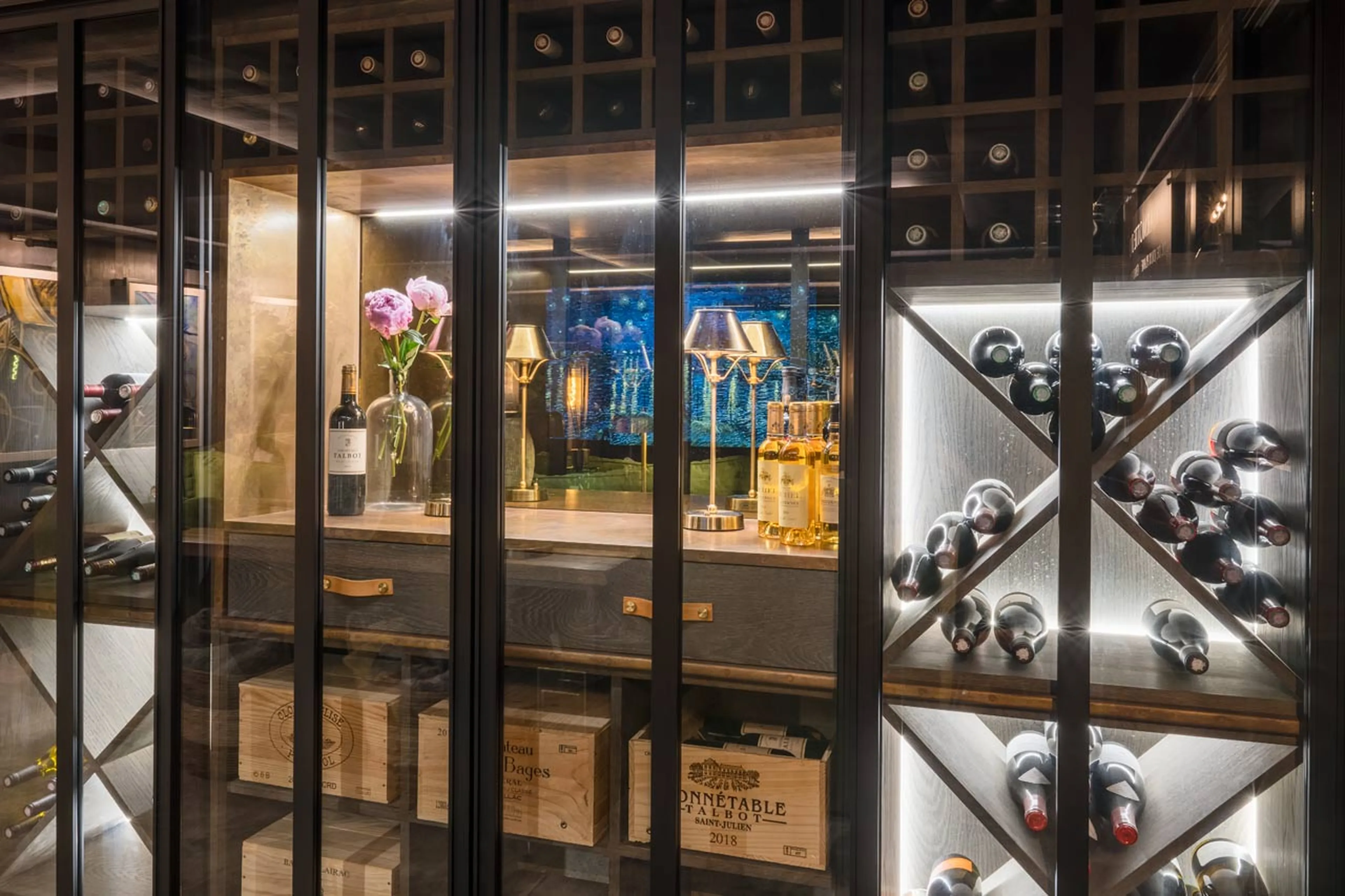 Wine display at Chalet Mont Des Anges in Morzine