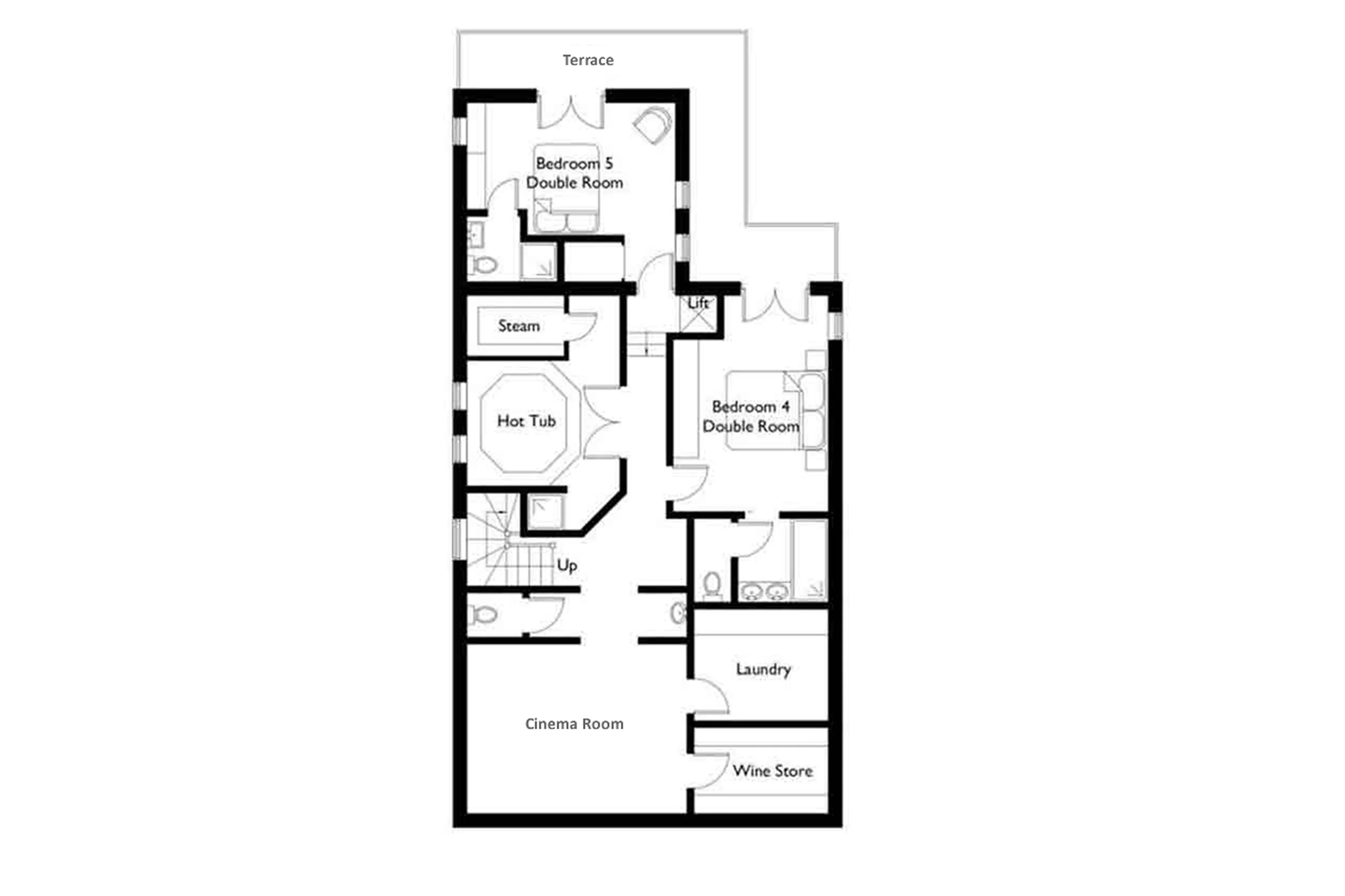Level -1 floor plan of Chalet Montana in Courchevel 1850