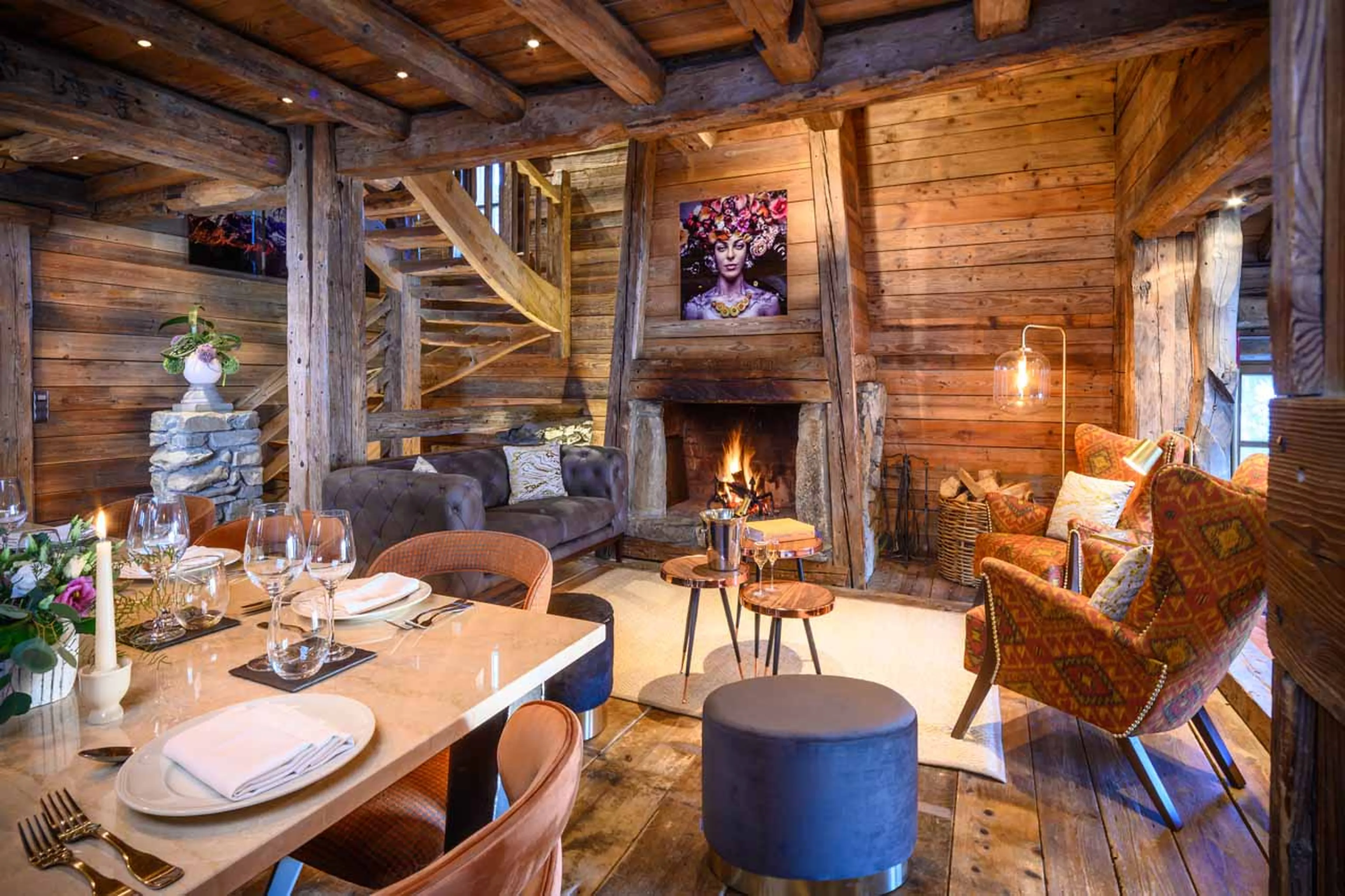 Living area at Chalet Montana in Courchevel 1850