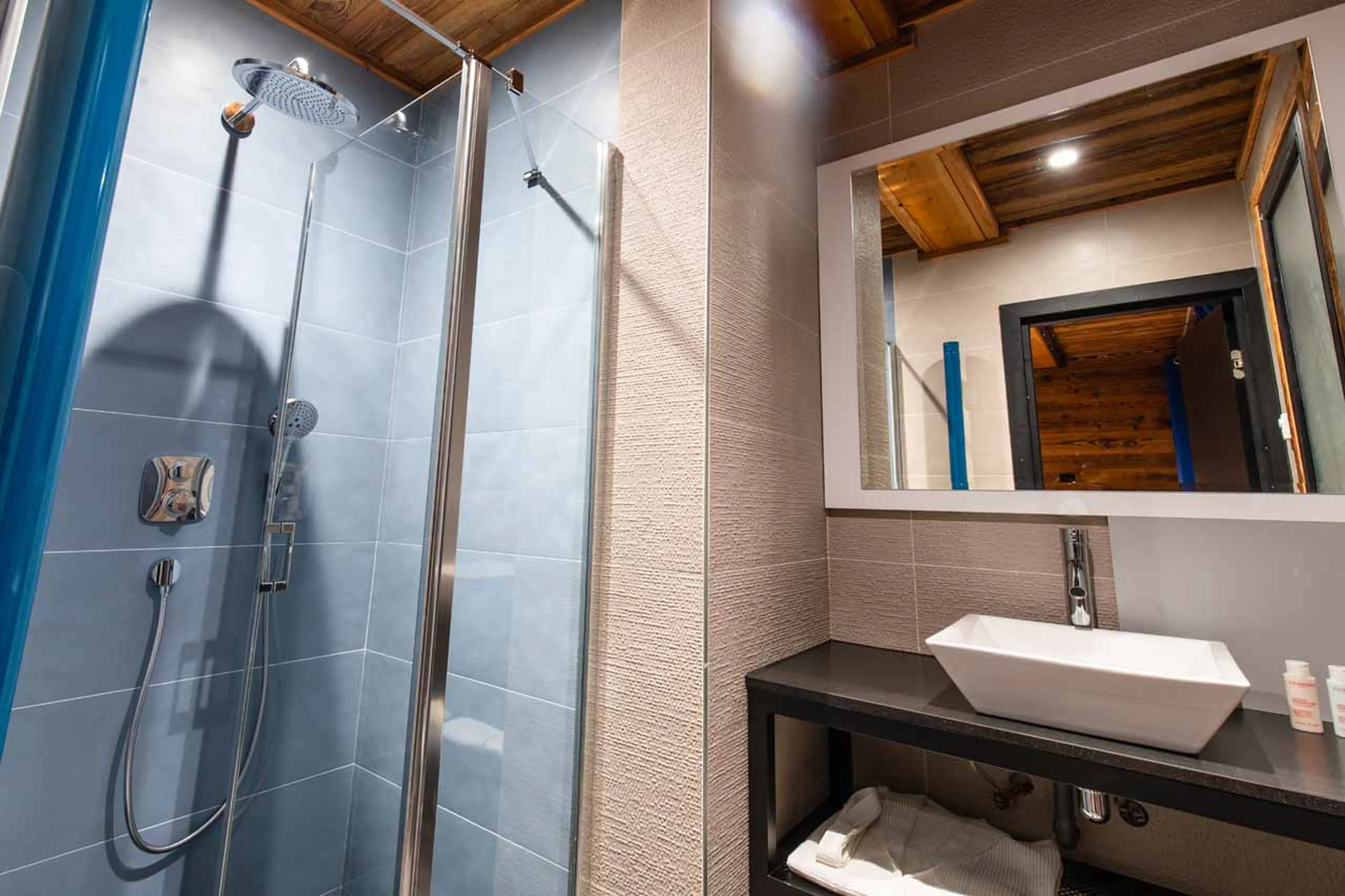 En-suite shower room at Chalet Monts in Tignes