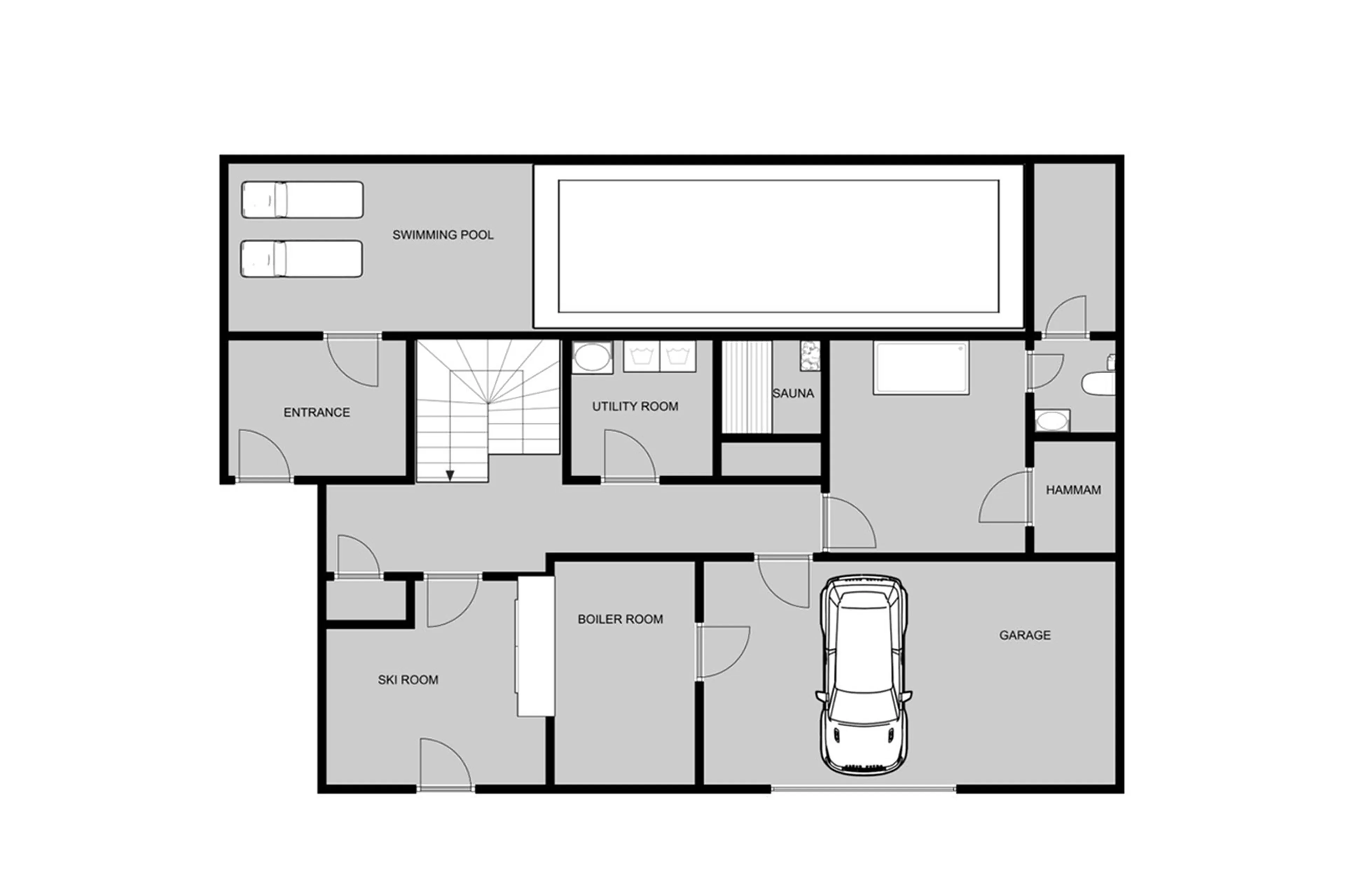 Level 0 floor plan of Chalet Monts in Tignes