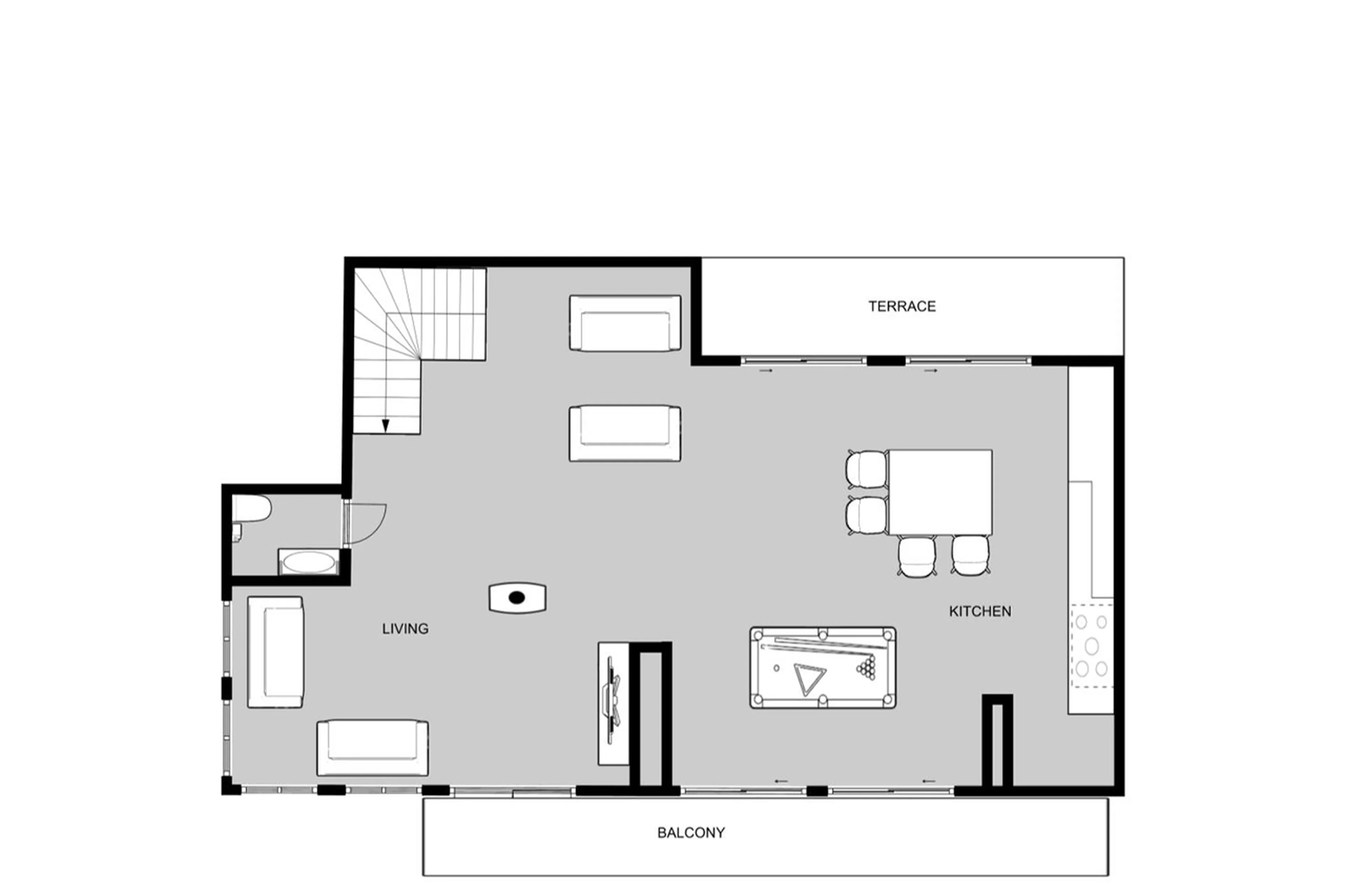 Level 2 floor plan of Chalet Monts in Tignes